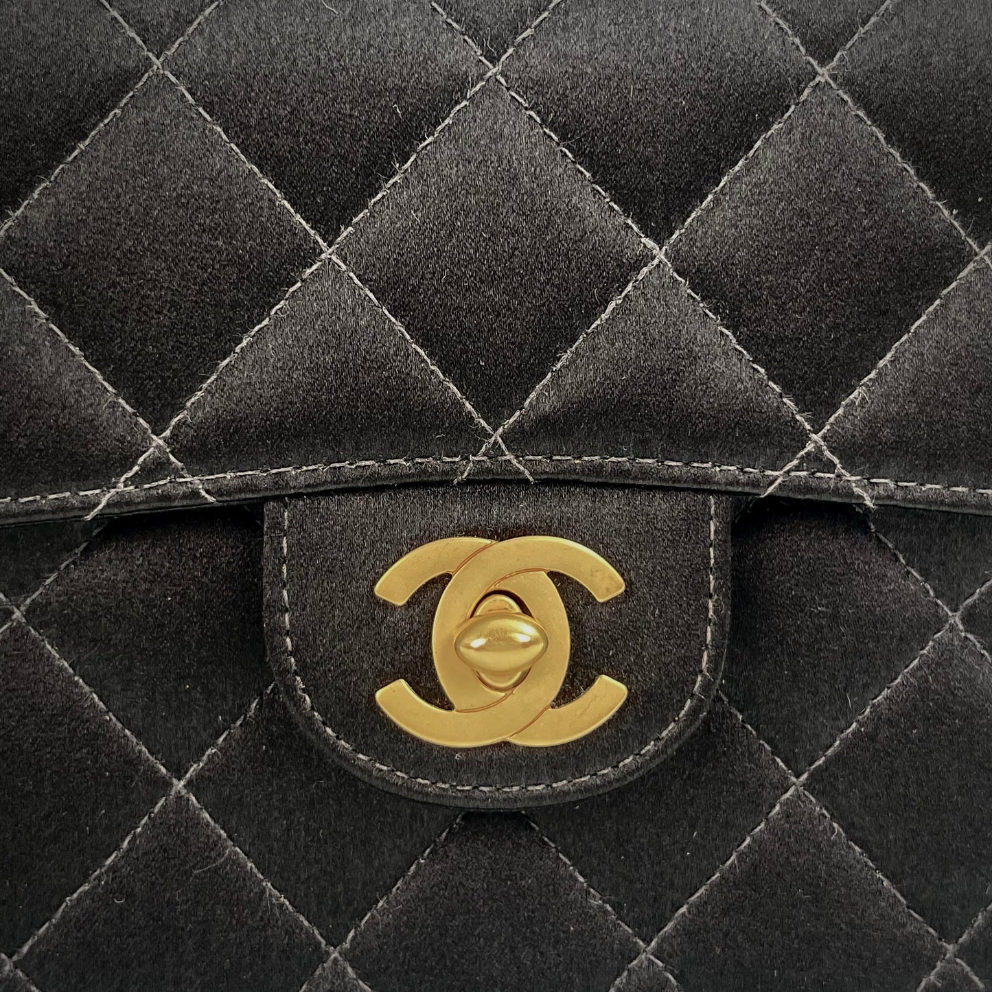 Chanel Black and Gold Satin Classic Flap Single Shoulder Underarm Bag – Black/Gold [Used]
