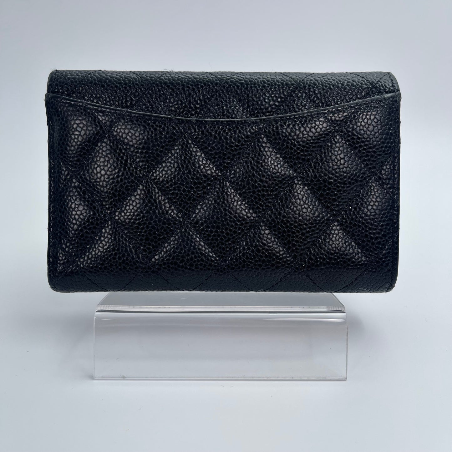 Chanel Black and Gold Caviar Leather Medium Tri-Fold Wallet – Black/Gold [Used]