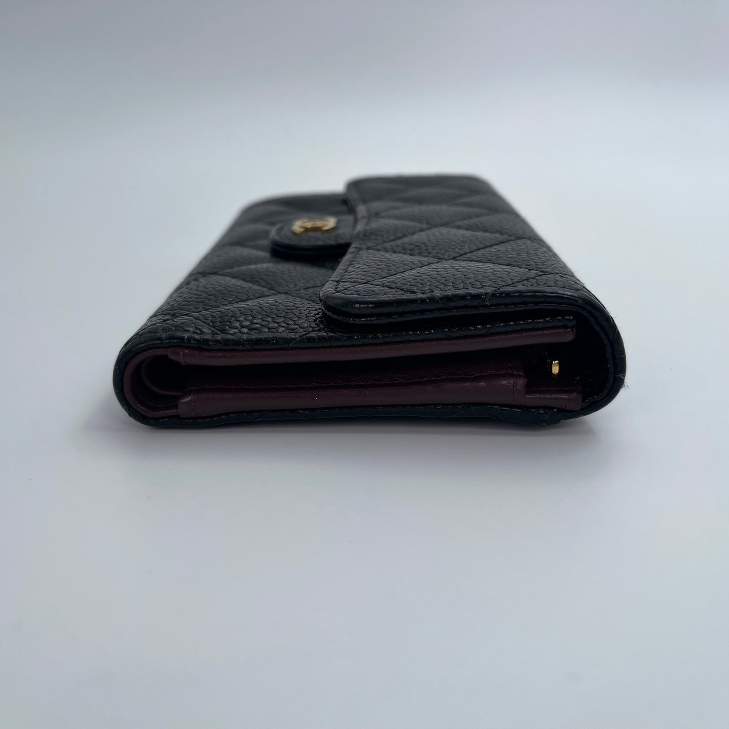 Chanel Black and Gold Caviar Leather Medium Tri-Fold Wallet – Black/Gold [Used]