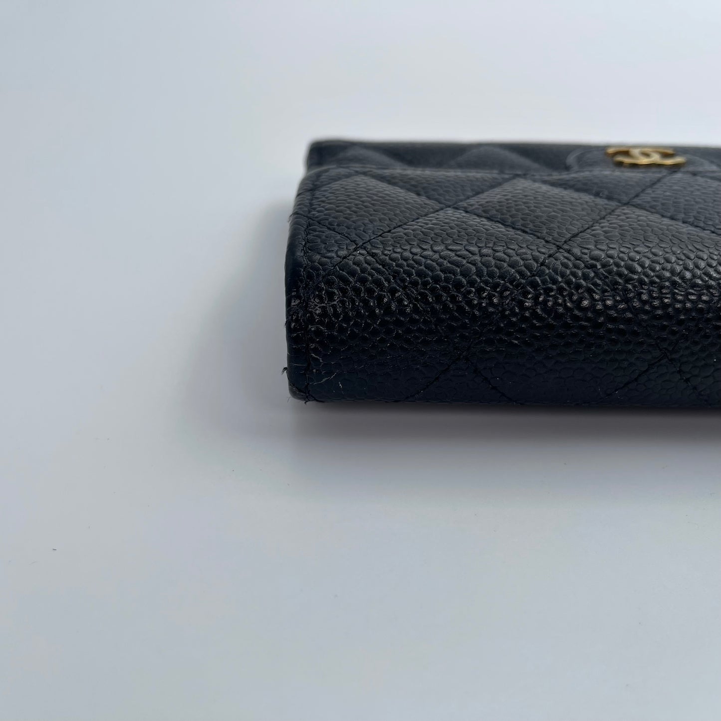 Chanel Black and Gold Caviar Leather Medium Tri-Fold Wallet – Black/Gold [Used]