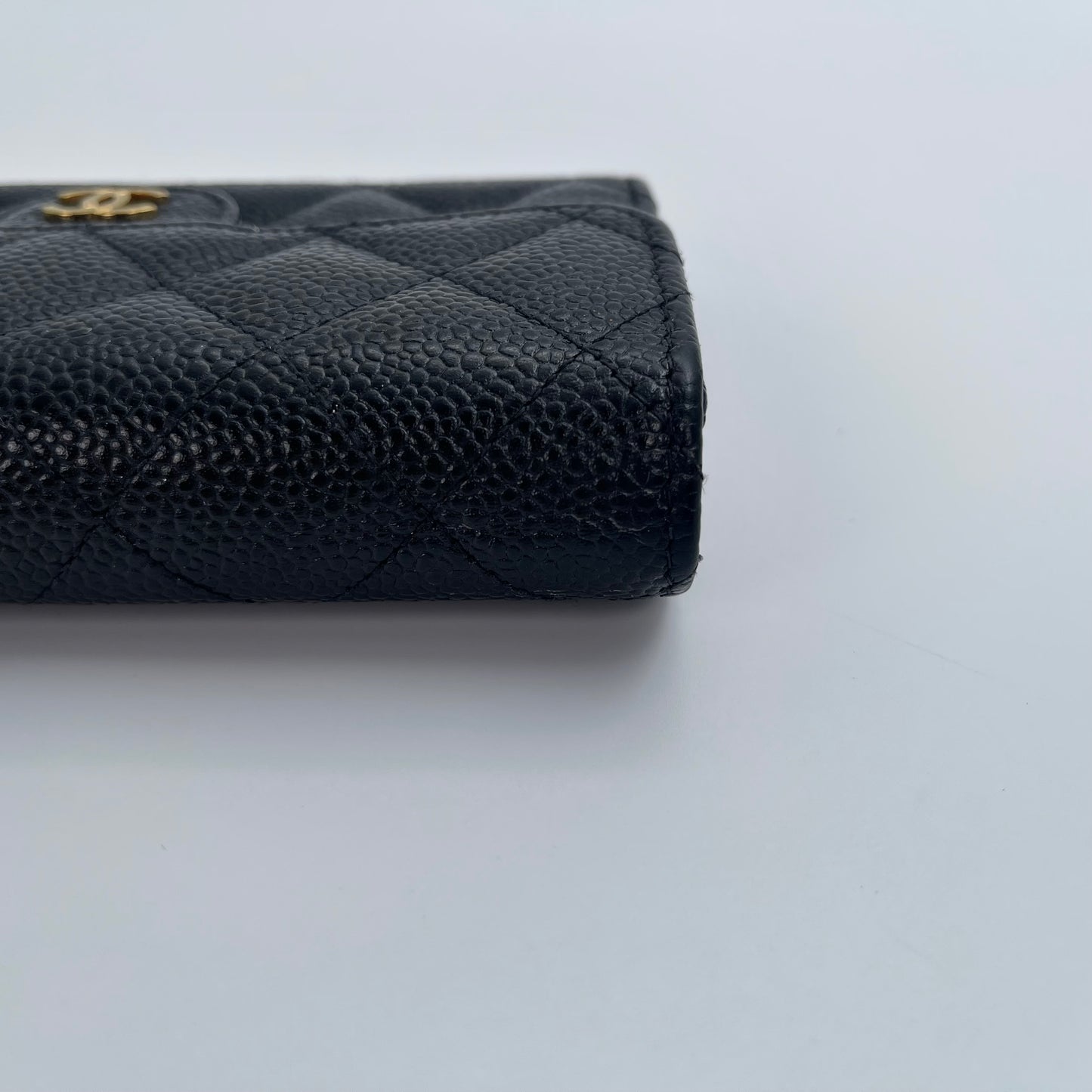 Chanel Black and Gold Caviar Leather Medium Tri-Fold Wallet – Black/Gold [Used]