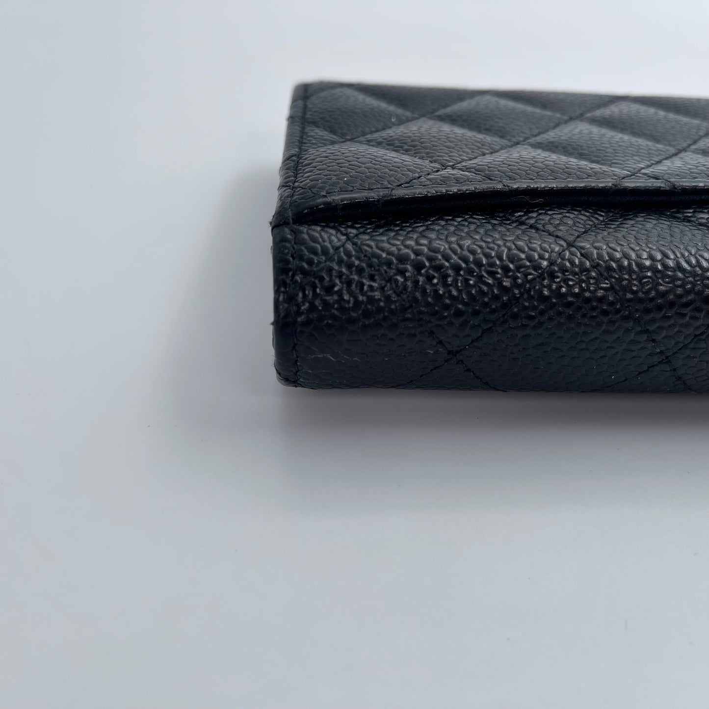 Chanel Black and Gold Caviar Leather Medium Tri-Fold Wallet – Black/Gold [Used]