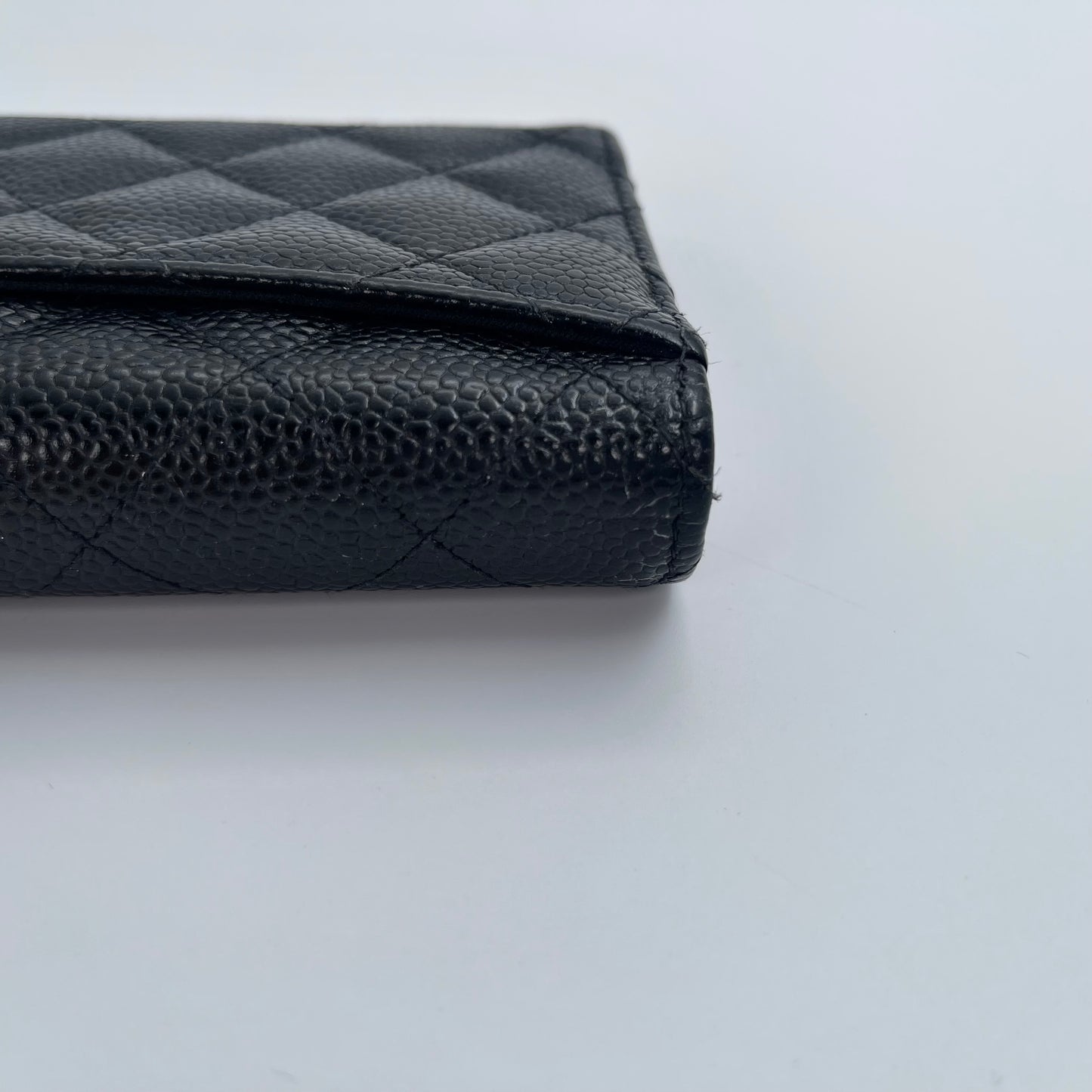 Chanel Black and Gold Caviar Leather Medium Tri-Fold Wallet – Black/Gold [Used]