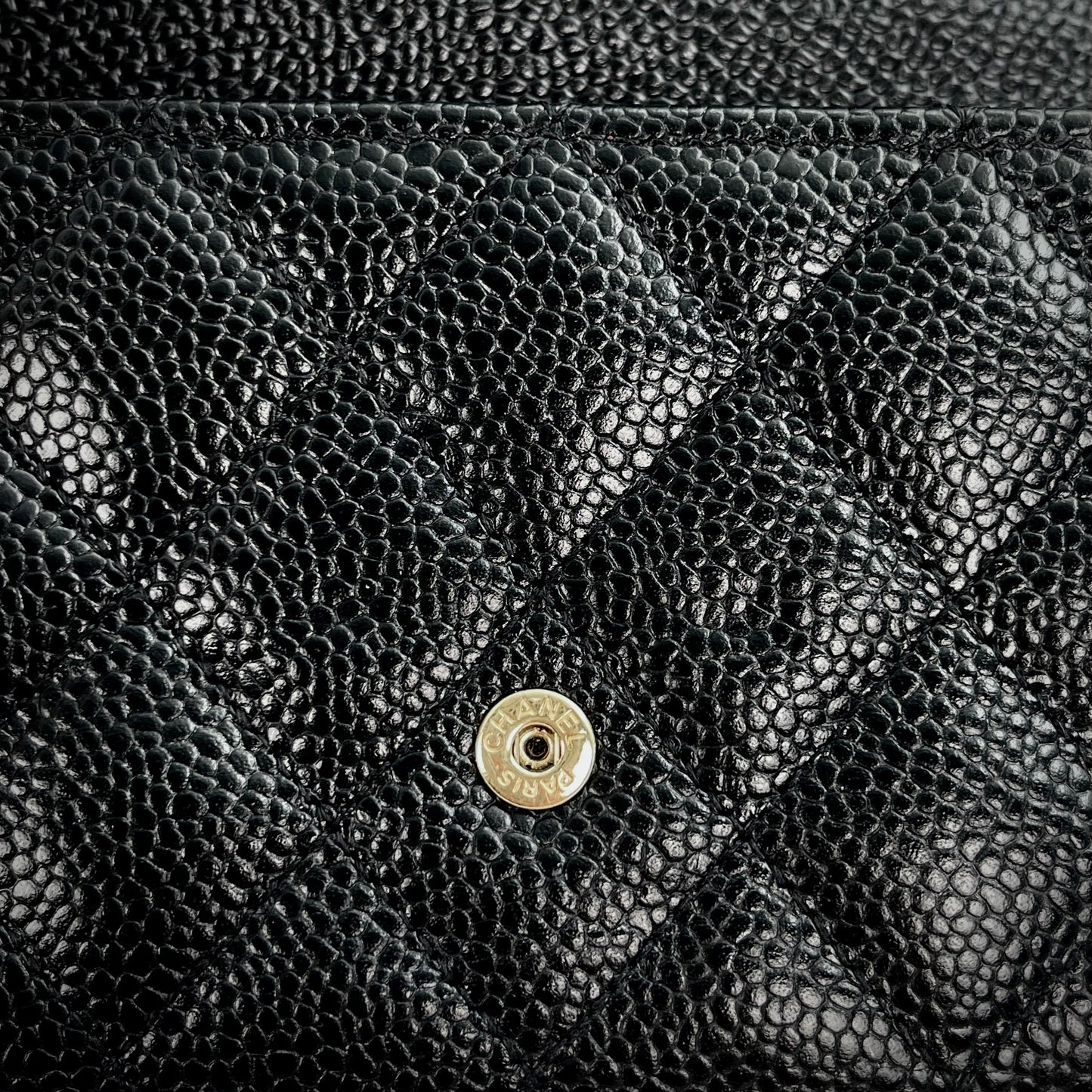 Chanel Black and Gold Caviar Leather Medium Tri-Fold Wallet – Black/Gold [Used]