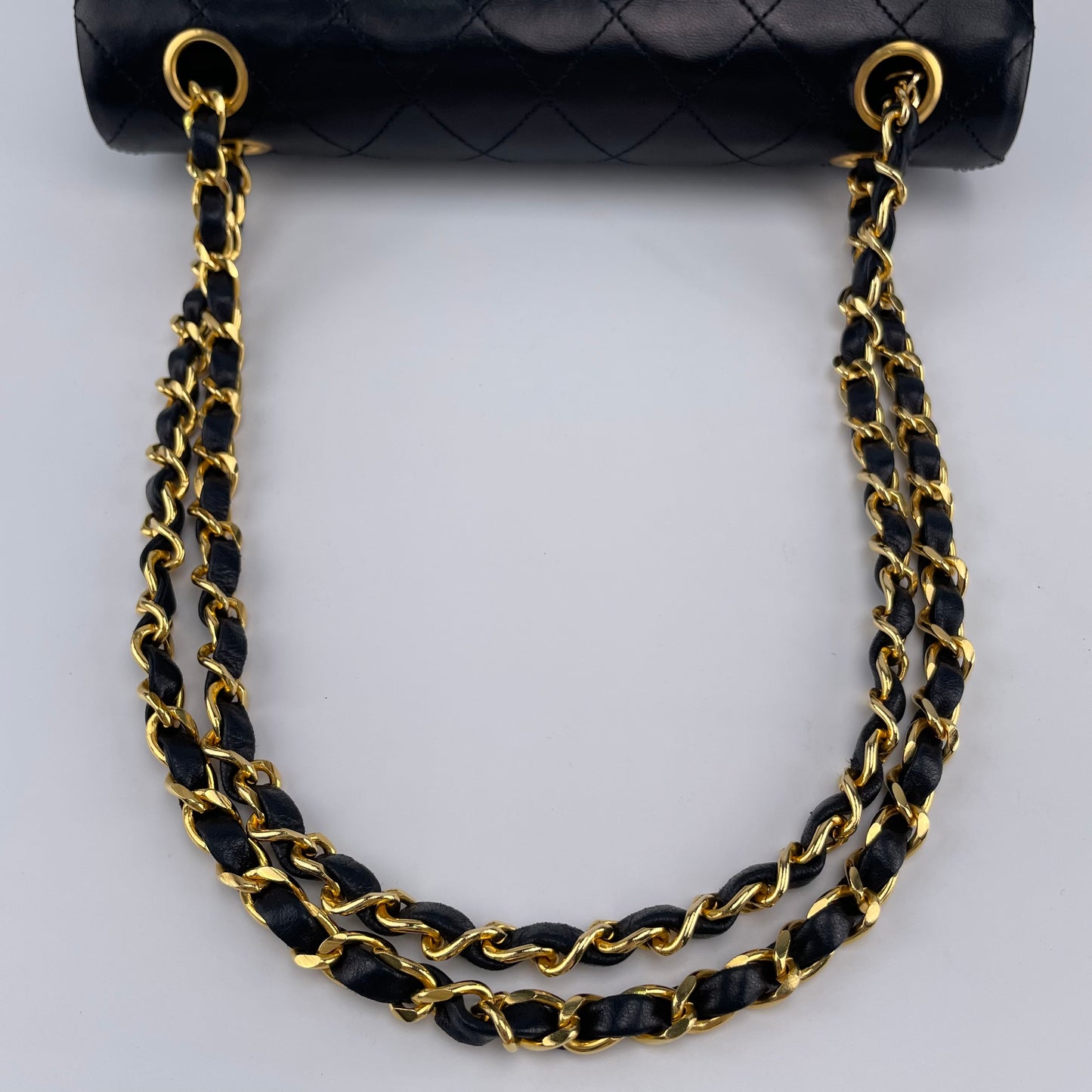 CHANEL Black Lambskin Classic Double Flap 23 Shoulderbag [Used]