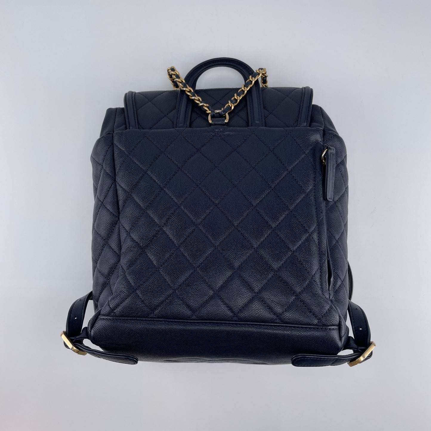 CHANEL Dark Blue Navy CaviarSkin Filigree Backpack[Used]