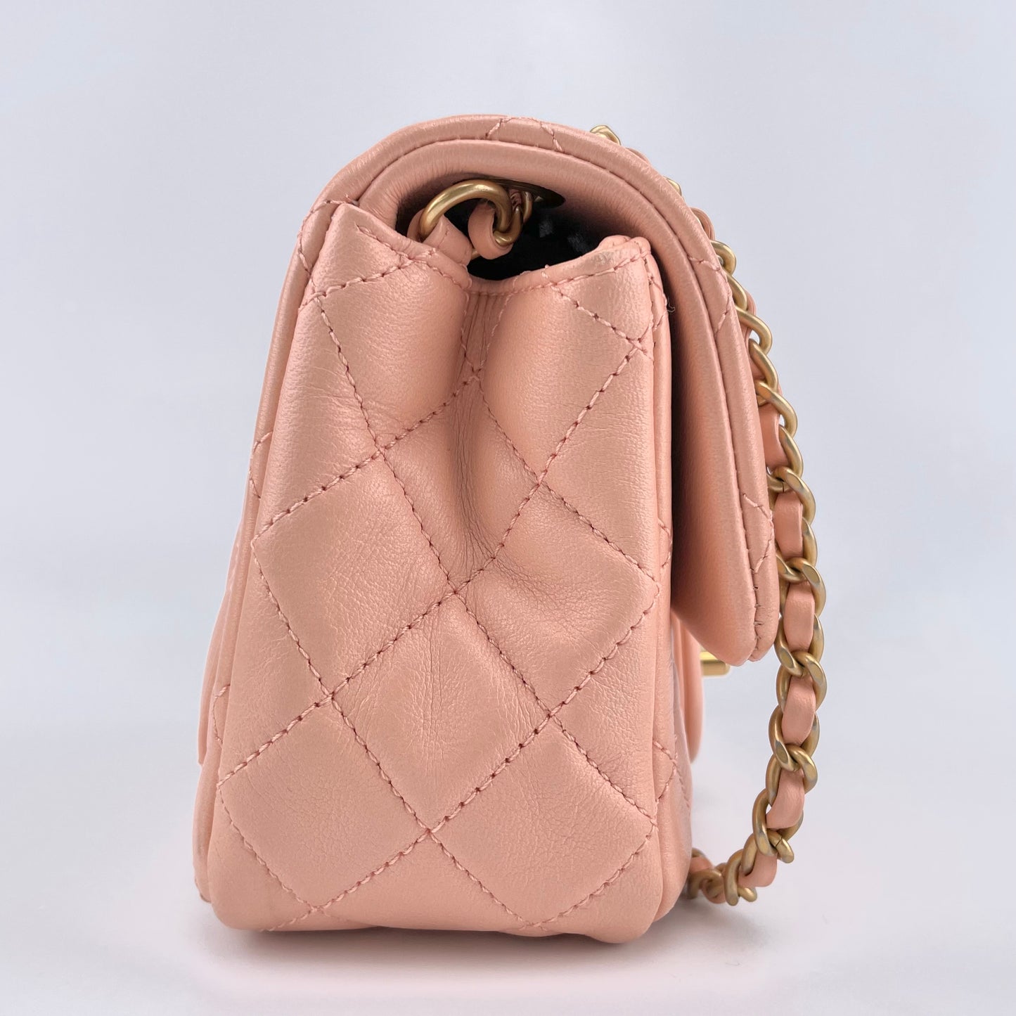 Chanel Pink Lambskin Square Flap Shoulderbag [Used]