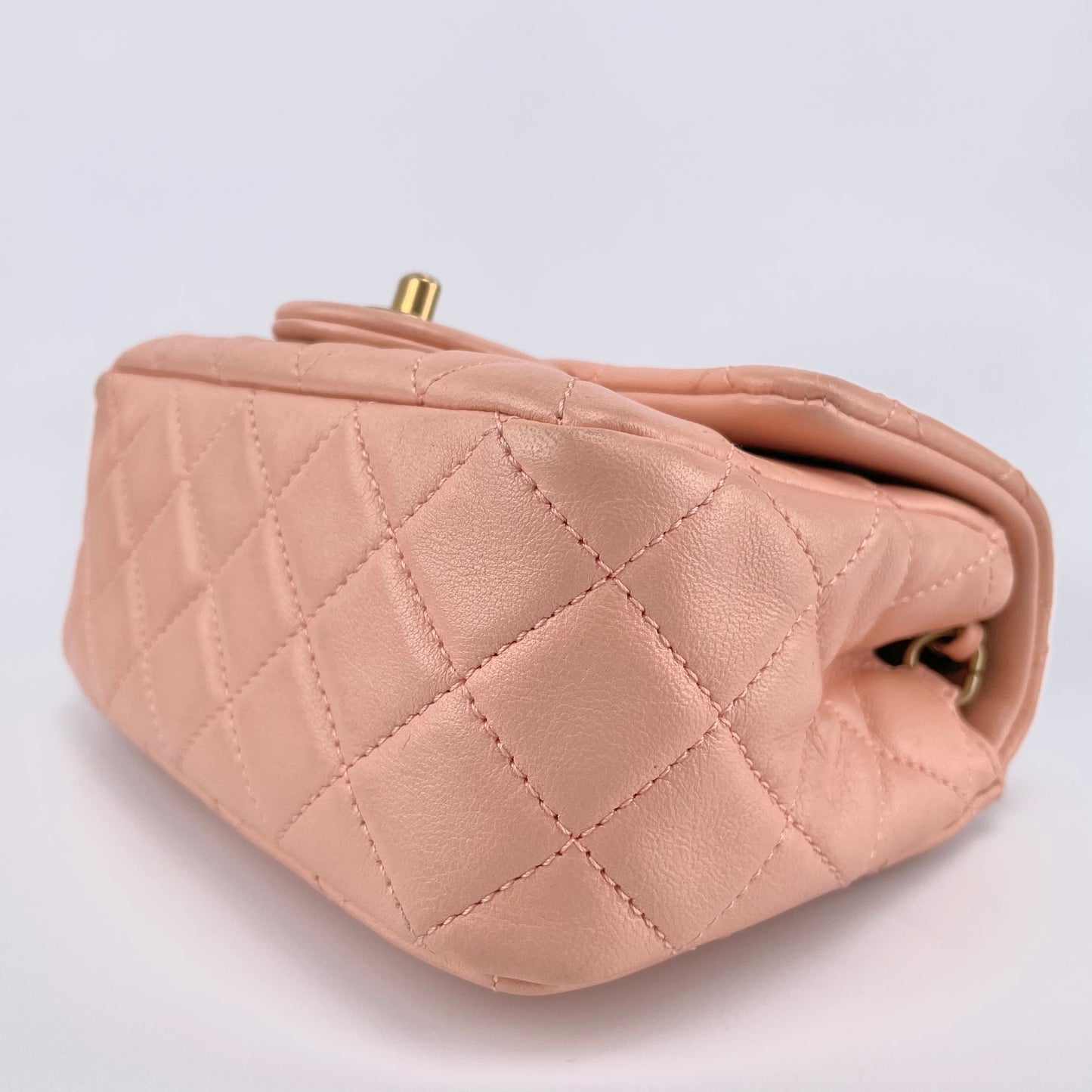 Chanel Pink Lambskin Square Flap Shoulderbag [Used]