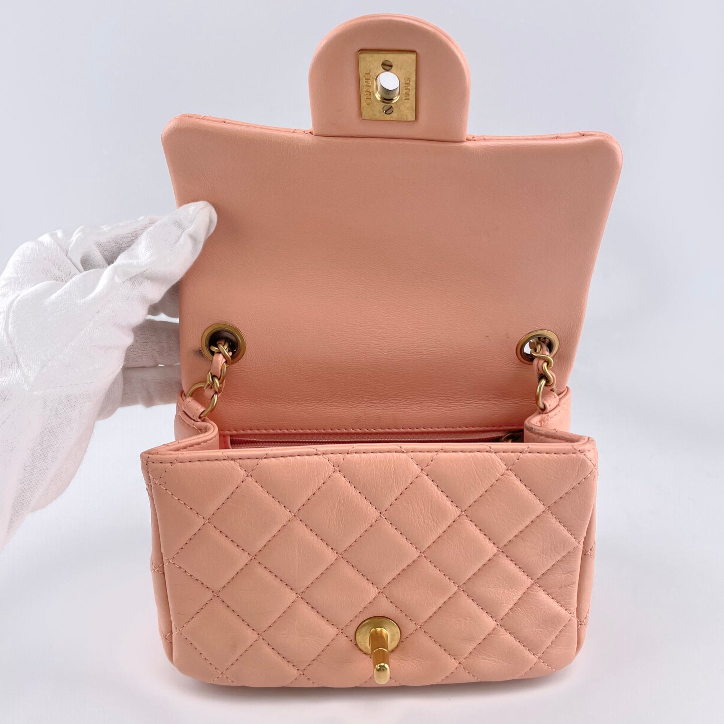 Chanel Pink Lambskin Square Flap Shoulderbag [Used]