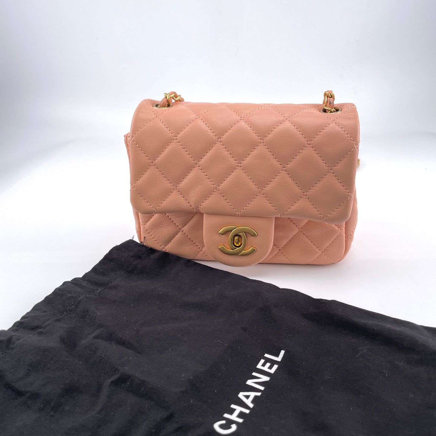 Chanel Pink Lambskin Square Flap Shoulderbag [Used]