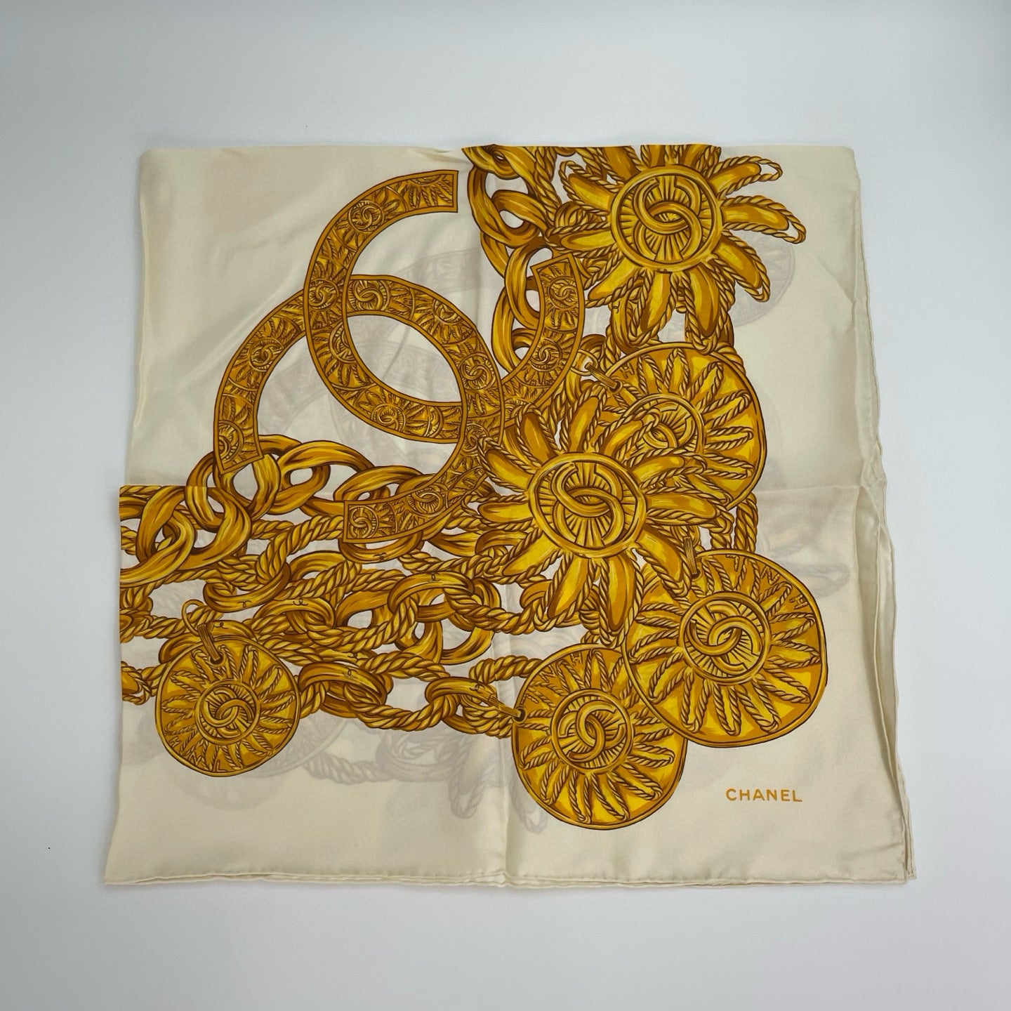 Chanel Cocomark Large Logo Silk Scarf 90x90cm [used]