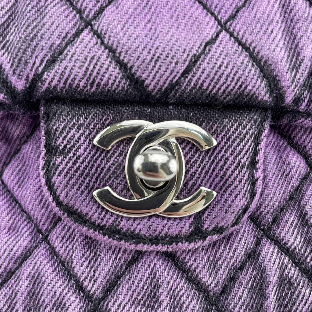 CHANEL Purple 20C Distressed Denimpression Classic Flap ShoulderBag  [Used]