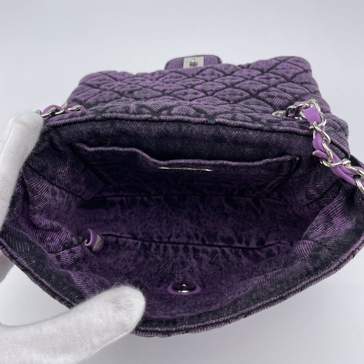 CHANEL Purple 20C Distressed Denimpression Classic Flap ShoulderBag  [Used]