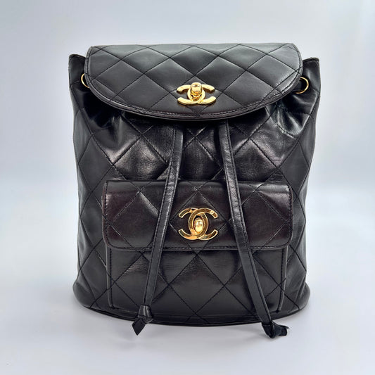Chanel vintage classic black duma lambskin backpack [Used]