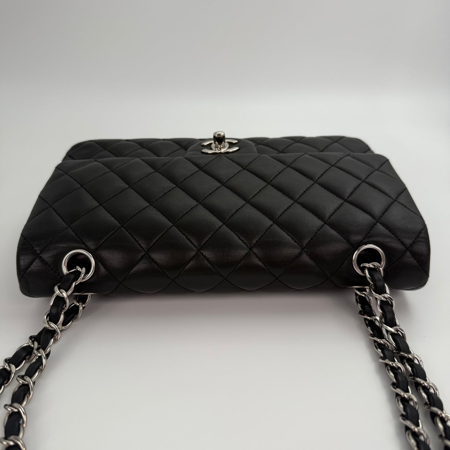 Chanel Classic Flap Bag Black Lambskin with Silver-Tone Hardware – 25cm [Used]