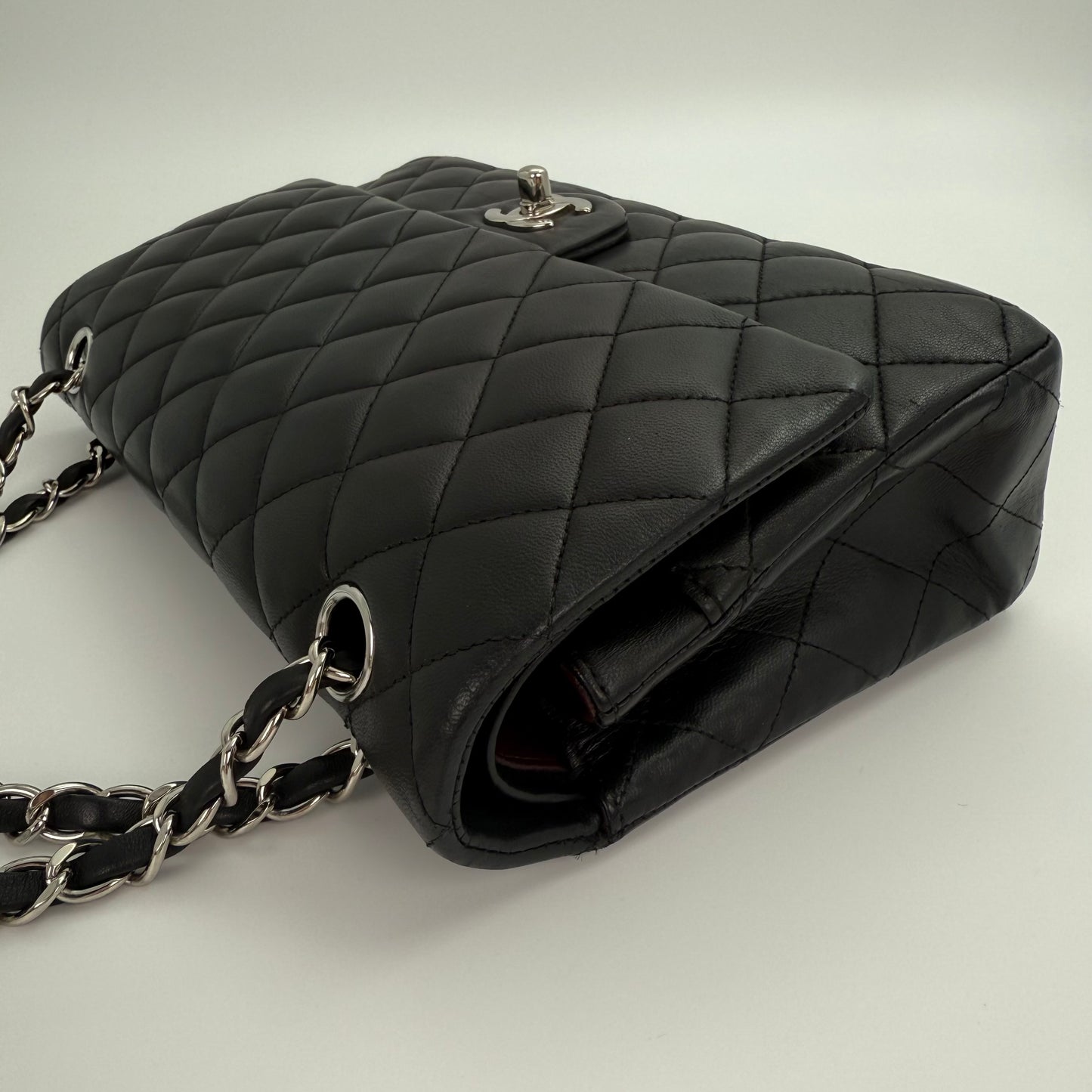 Chanel Classic Flap Bag Black Lambskin with Silver-Tone Hardware – 25cm [Used]