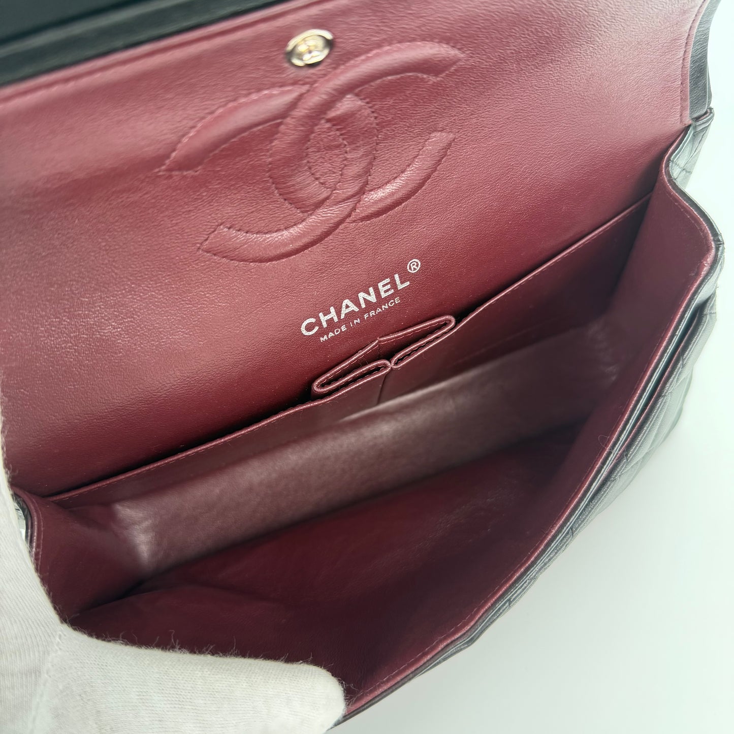 Chanel Classic Flap Bag Black Lambskin with Silver-Tone Hardware – 25cm [Used]