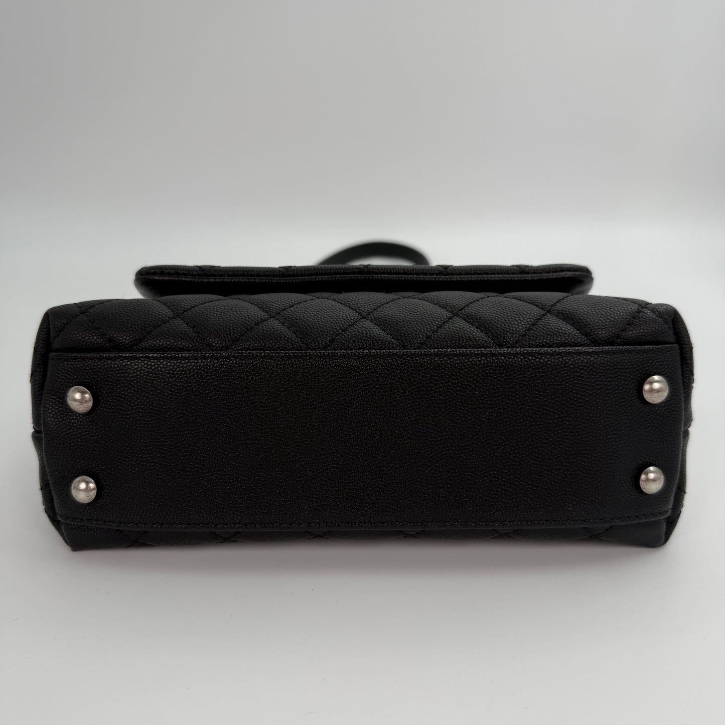 Chanel Black Caviar COCO Handle Lizard  To P Handle with  silver hardware [Used]