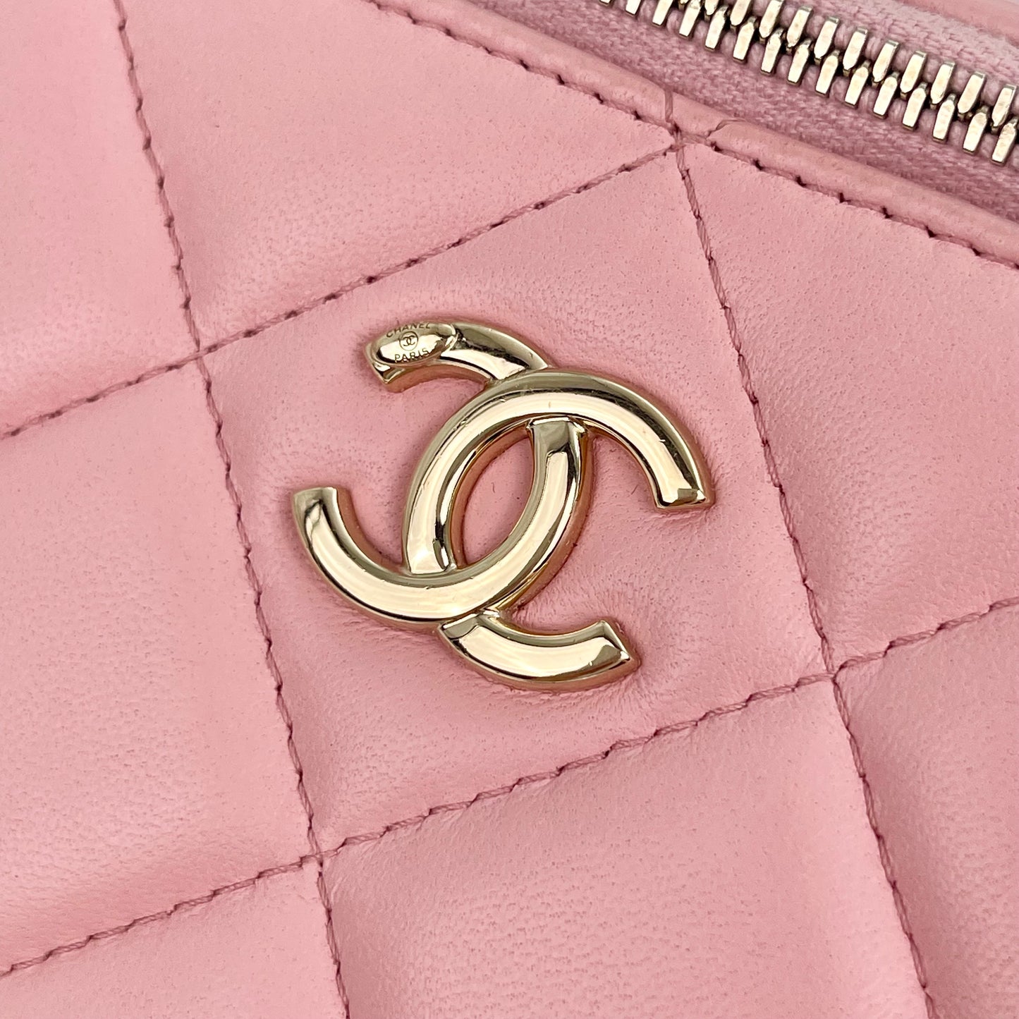 Chanel Quilted Lambskin Vanity Case with Resin & Elegant Chain [Used]