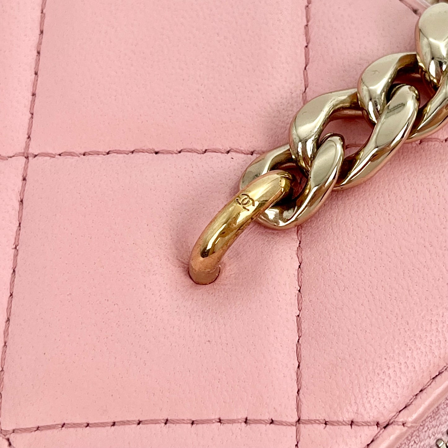 Chanel Quilted Lambskin Vanity Case with Resin & Elegant Chain [Used]