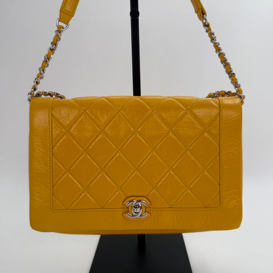 Chanel Yellow Calfskin Leather Flap Bag [Used]