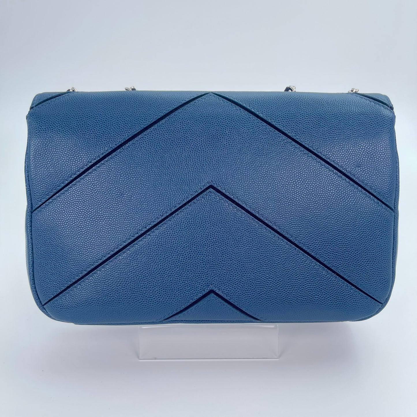Chanel Chevron Flap Bag Blue Caviar Leather from the Cuba Collection [Used]