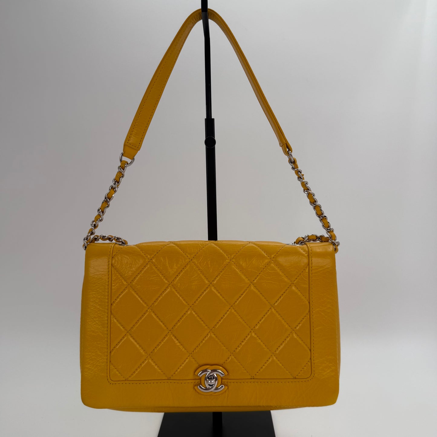 Chanel Yellow Calfskin Leather Flap Bag [Used]