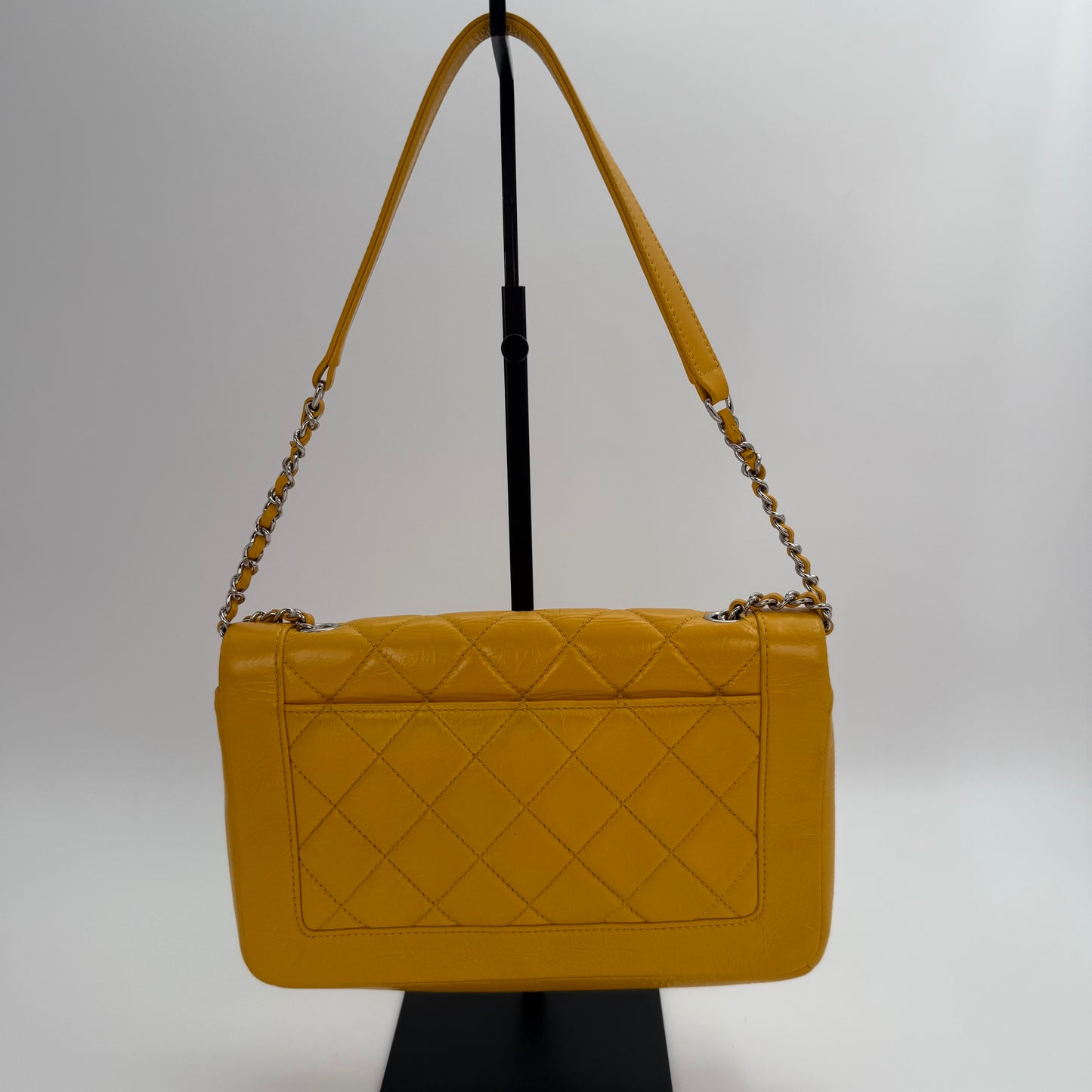 Chanel Yellow Calfskin Leather Flap Bag [Used]