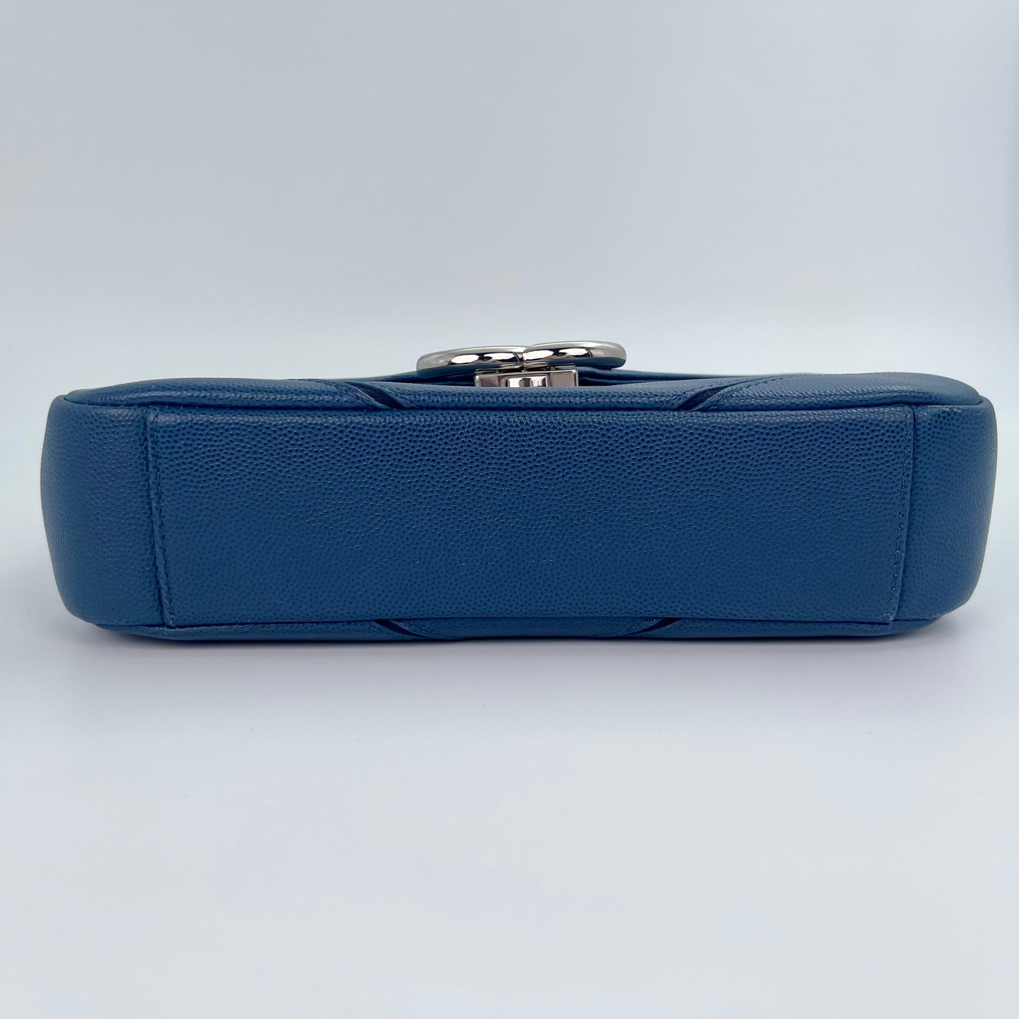 Chanel Chevron Flap Bag Blue Caviar Leather from the Cuba Collection [Used]