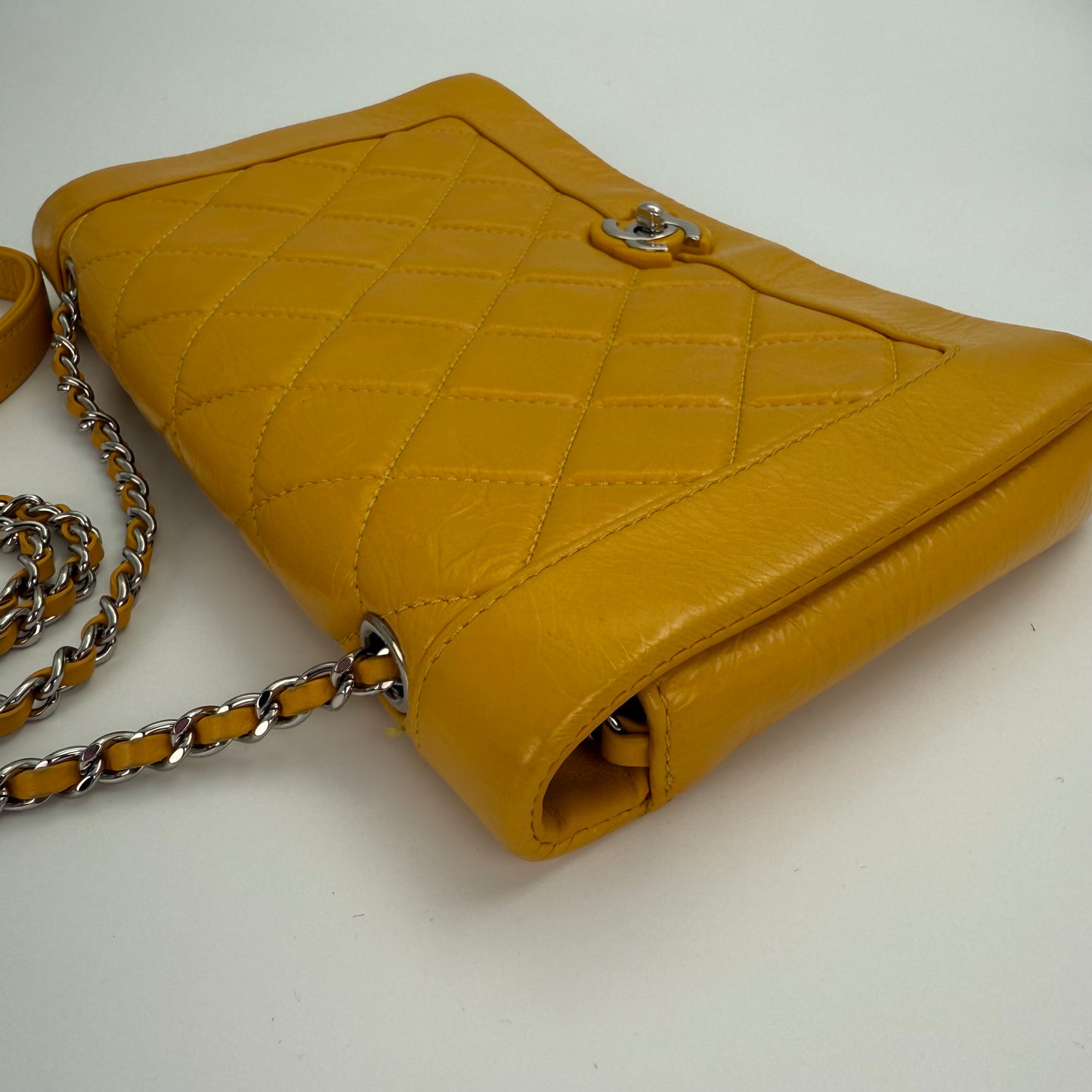 Chanel Yellow Calfskin Leather Flap Bag [Used]