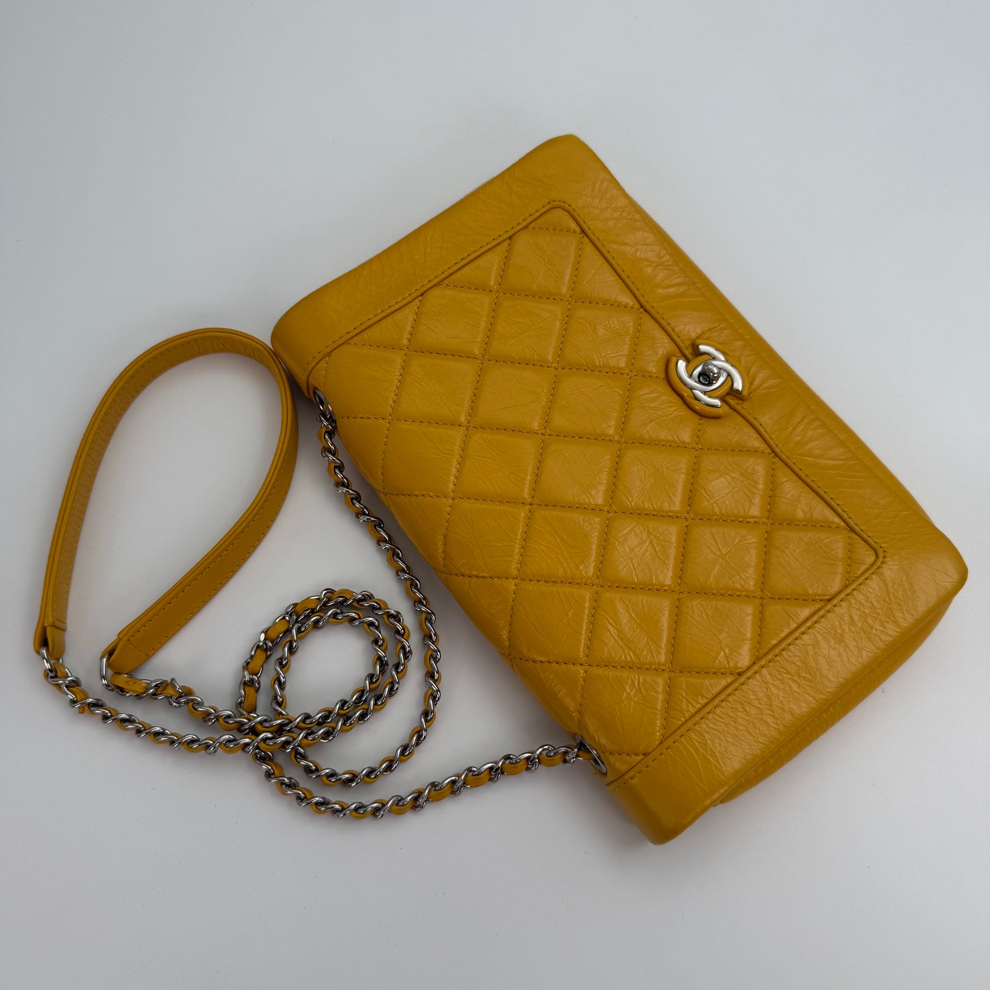 Chanel Yellow Calfskin Leather Flap Bag [Used]