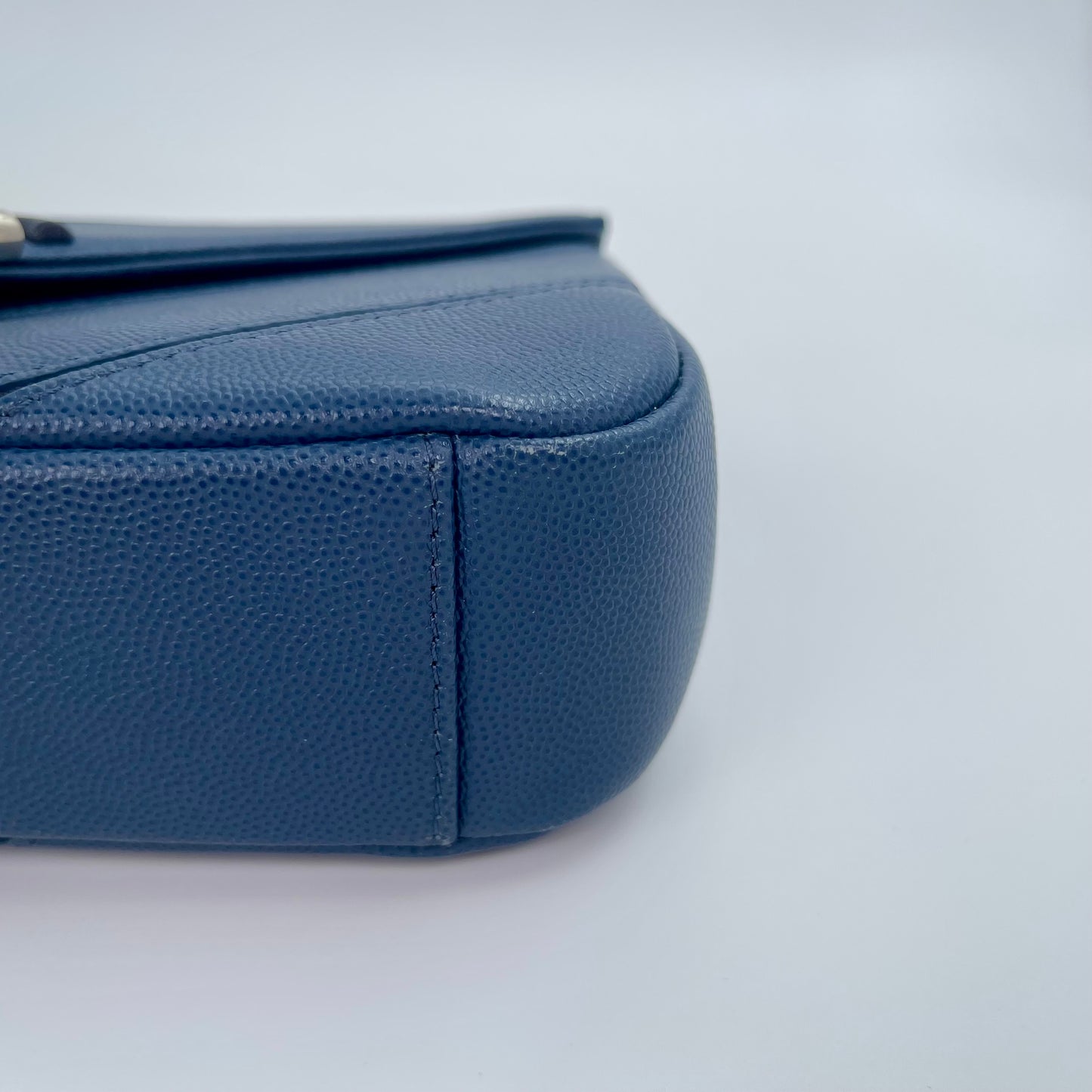 Chanel Chevron Flap Bag Blue Caviar Leather from the Cuba Collection [Used]