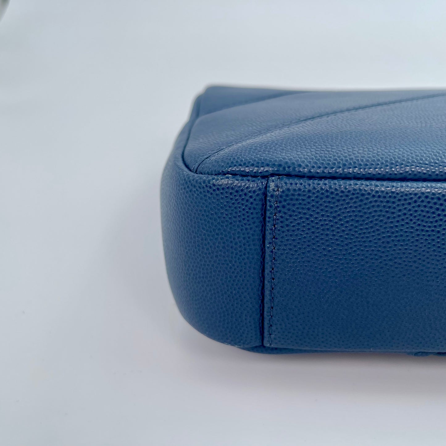 Chanel Chevron Flap Bag Blue Caviar Leather from the Cuba Collection [Used]