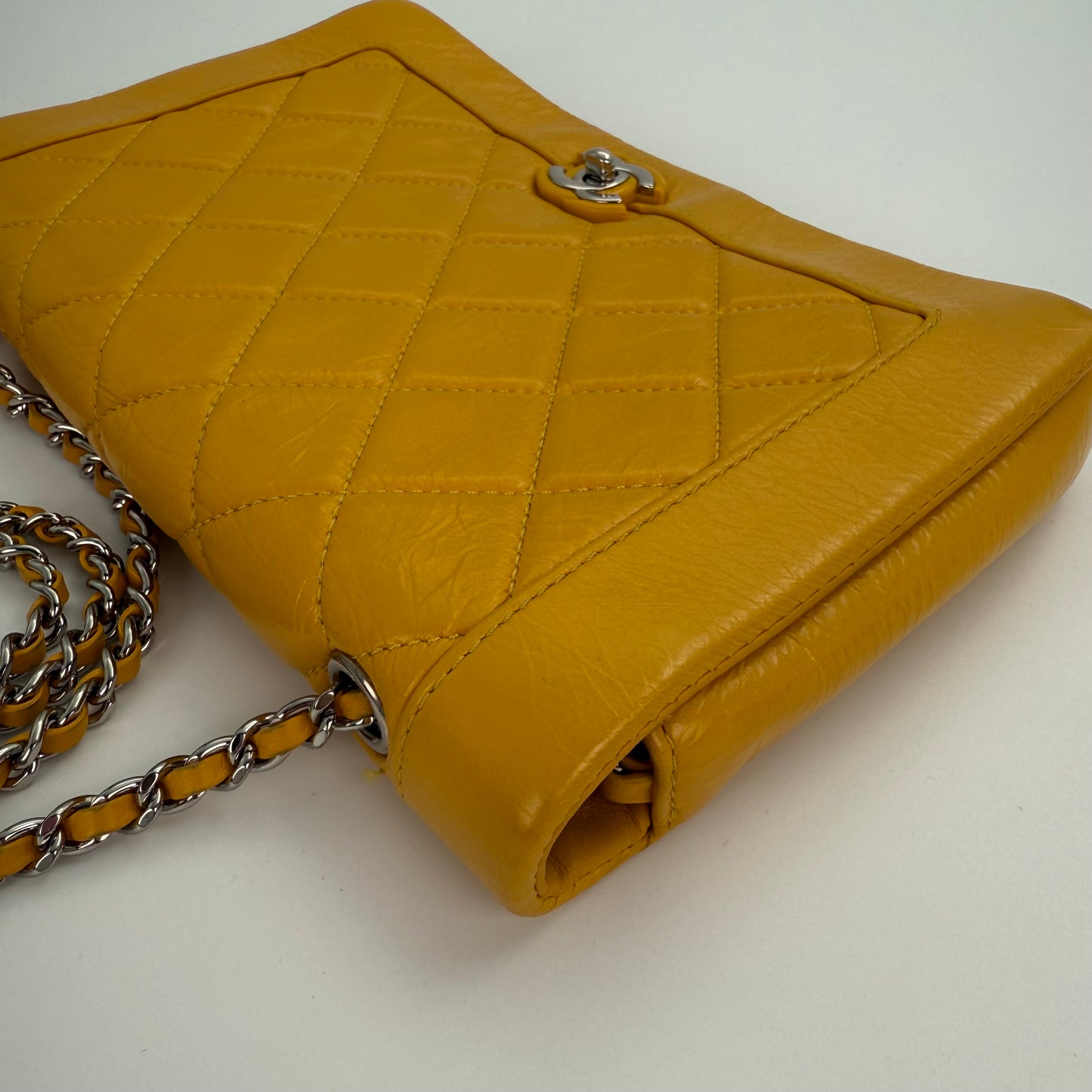 Chanel Yellow Calfskin Leather Flap Bag [Used]