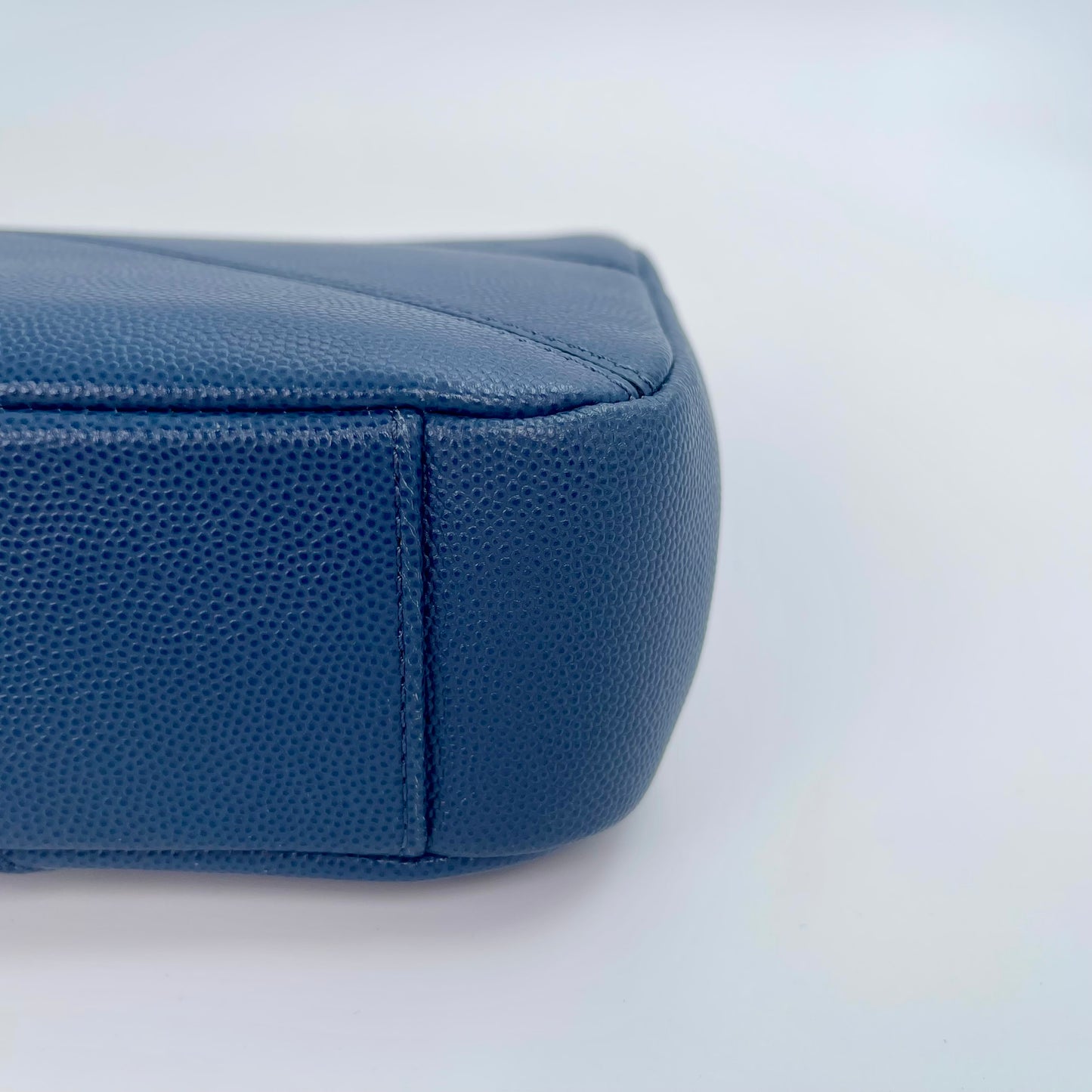 Chanel Chevron Flap Bag Blue Caviar Leather from the Cuba Collection [Used]