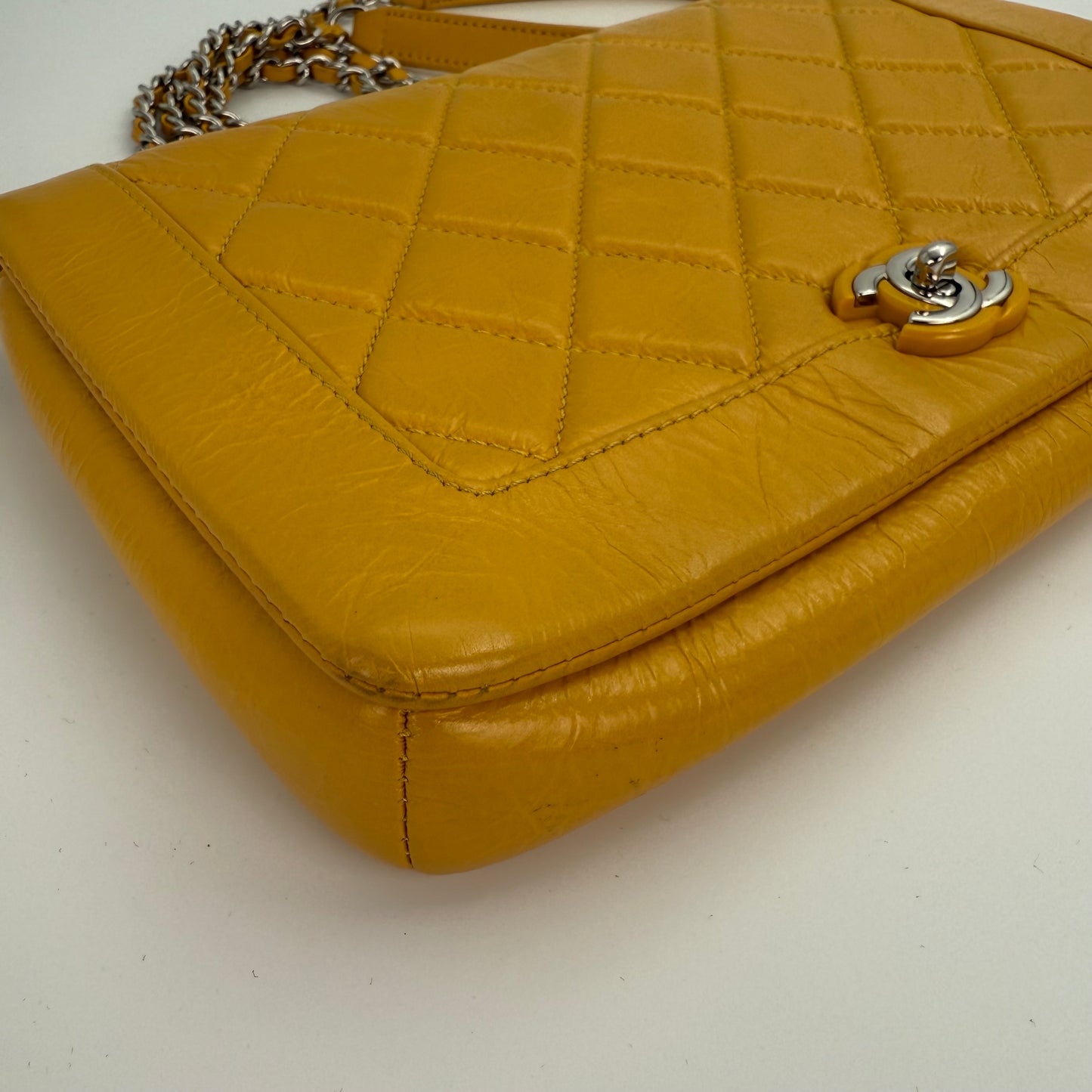 Chanel Yellow Calfskin Leather Flap Bag [Used]