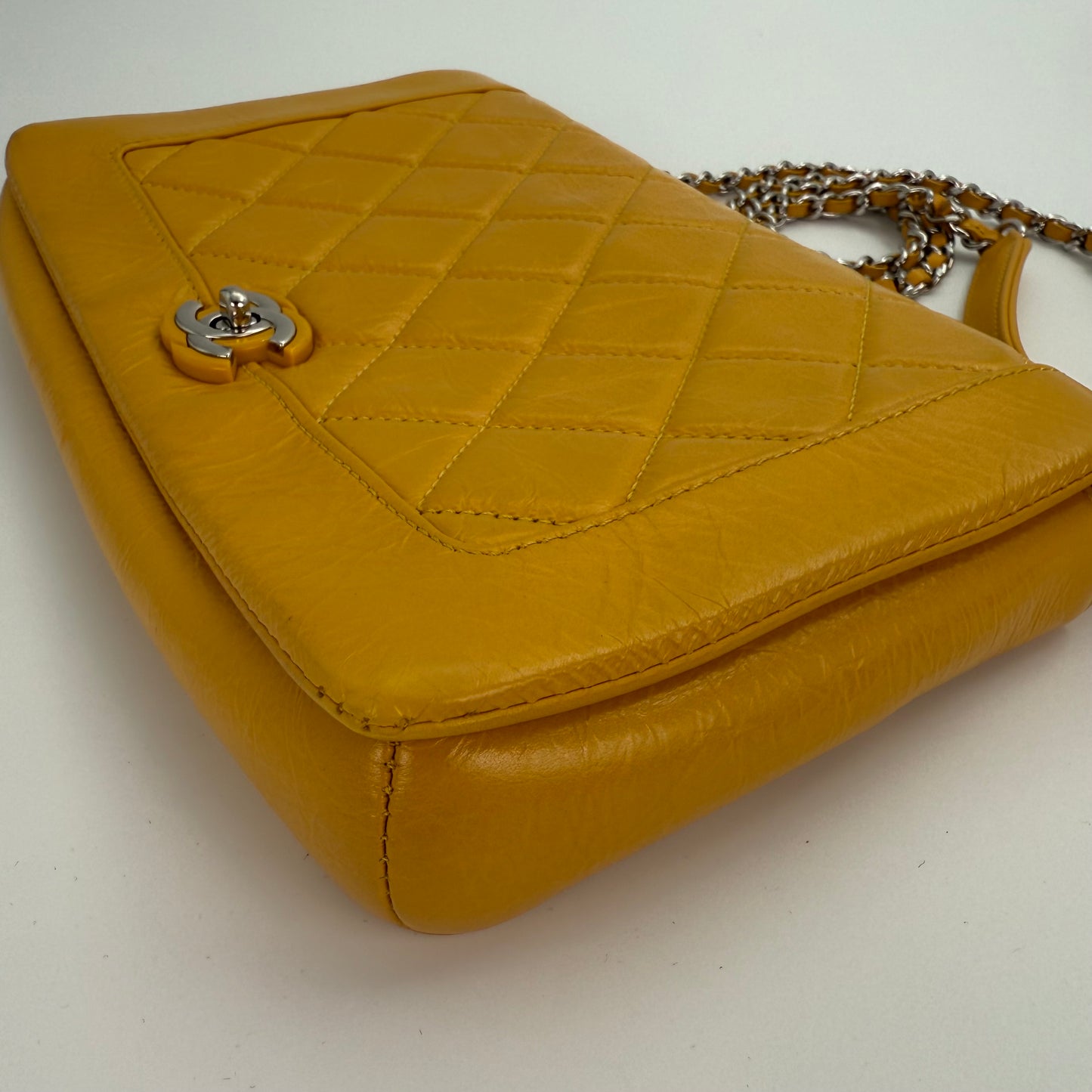 Chanel Yellow Calfskin Leather Flap Bag [Used]