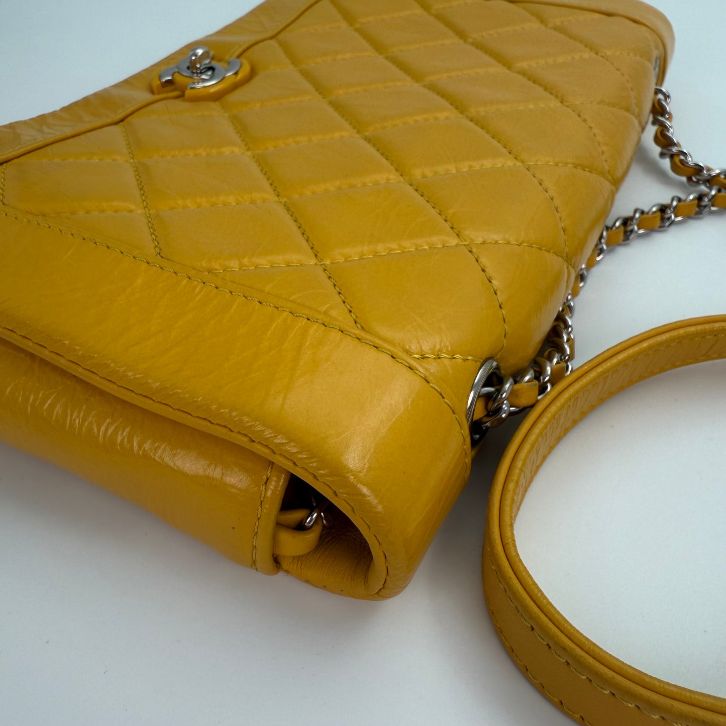 Chanel Yellow Calfskin Leather Flap Bag [Used]