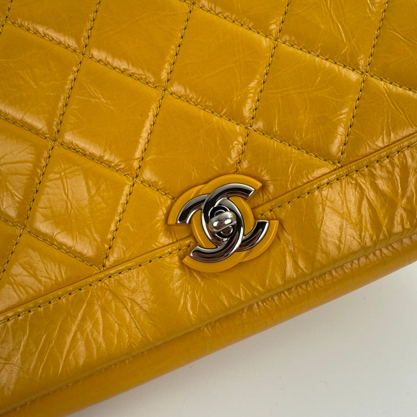 Chanel Yellow Calfskin Leather Flap Bag [Used]