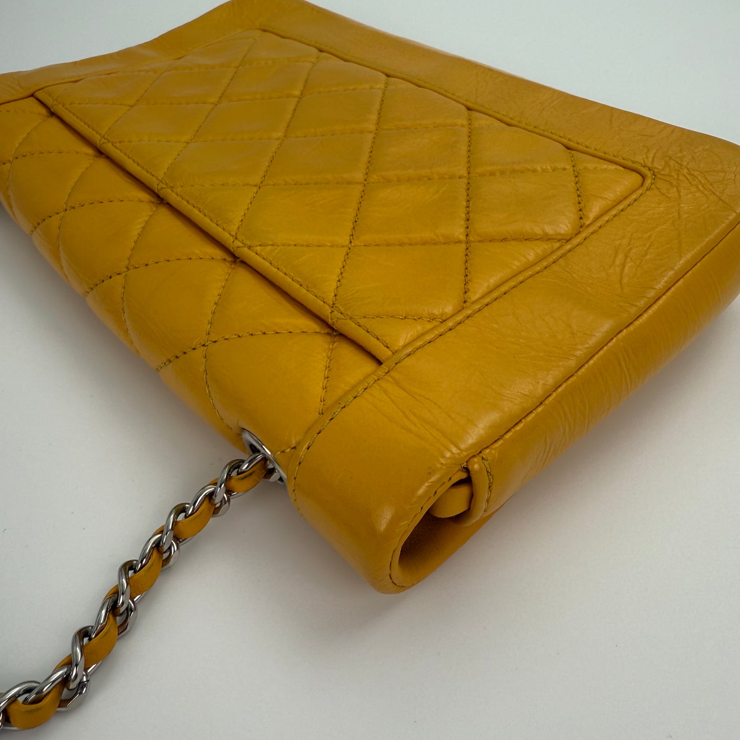 Chanel Yellow Calfskin Leather Flap Bag [Used]