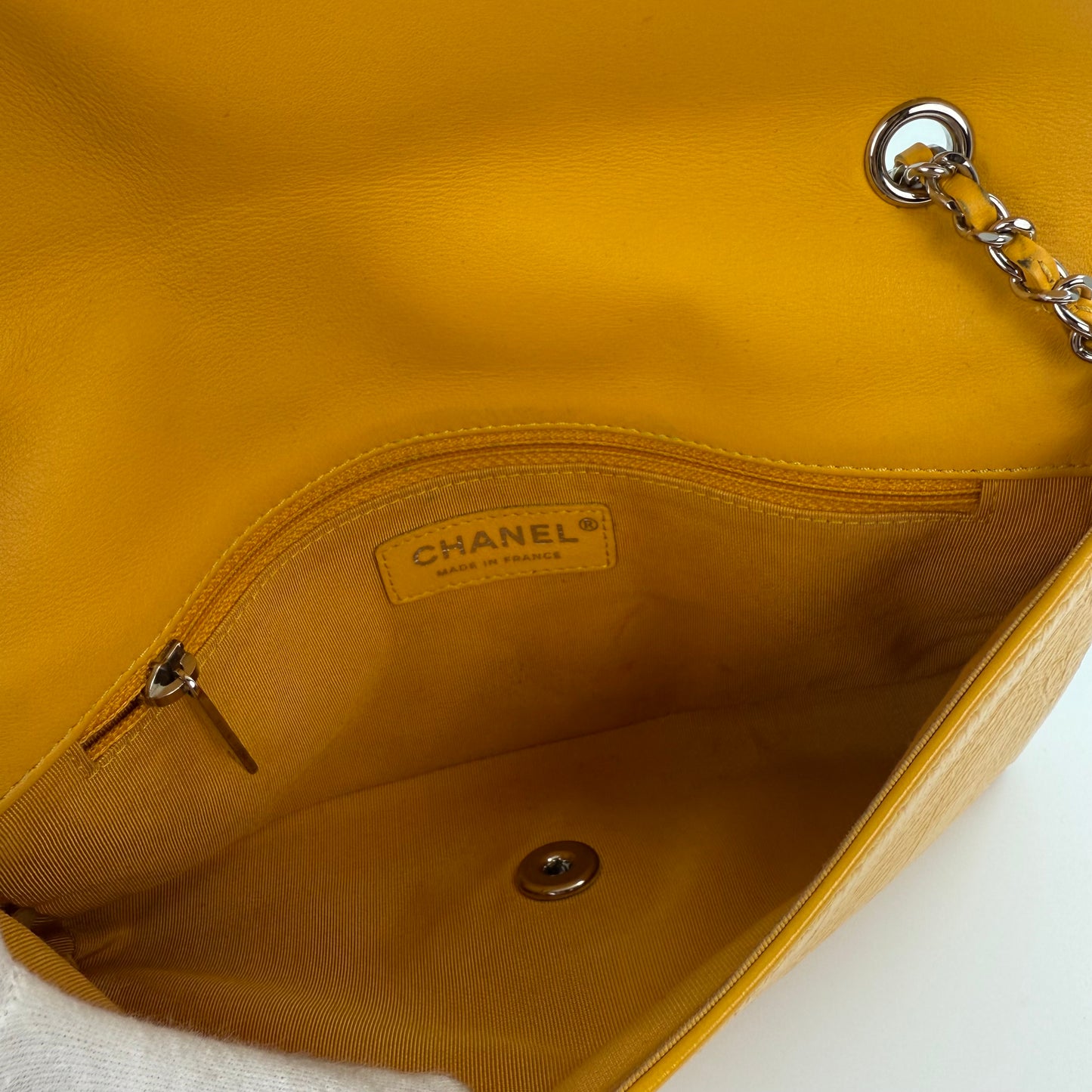 Chanel Yellow Calfskin Leather Flap Bag [Used]