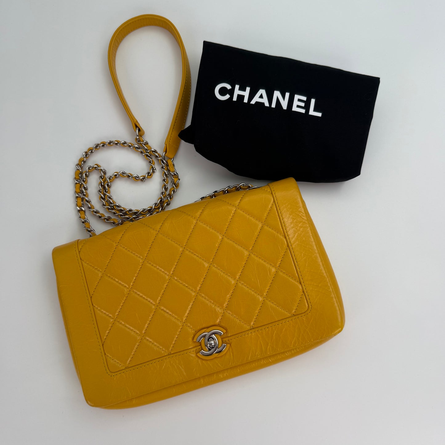 Chanel Yellow Calfskin Leather Flap Bag [Used]