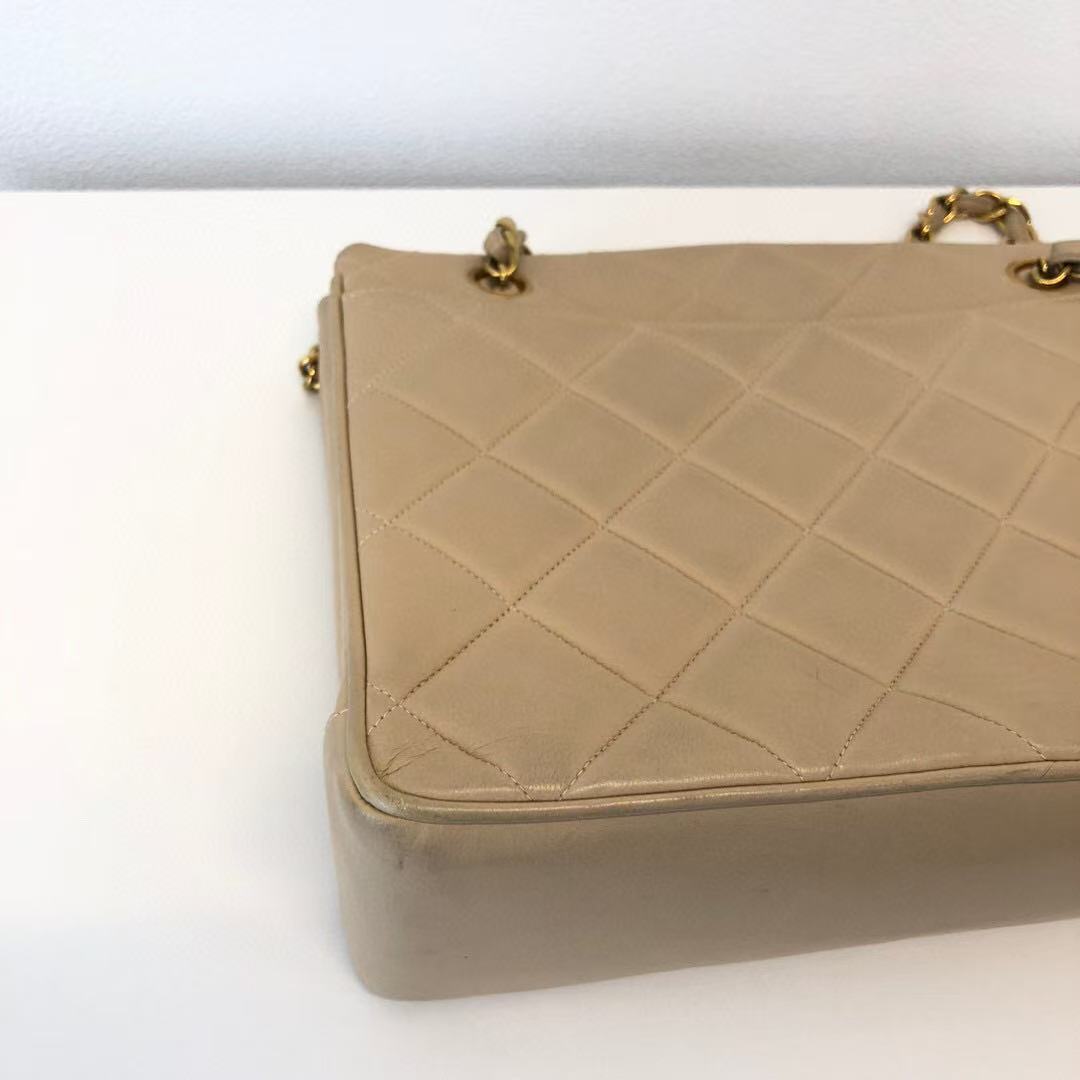 <SOLD OUT>   CHANEL Big CC VINTAGE Beige Lambskin Pocket Chain Tote ShoulderBag[Used]