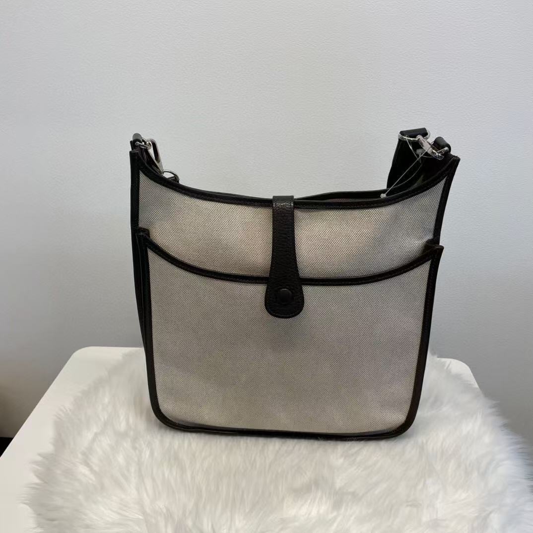 Hermès  Evelyn PM Toile－H / Leather Black ShoulderBag [Used]