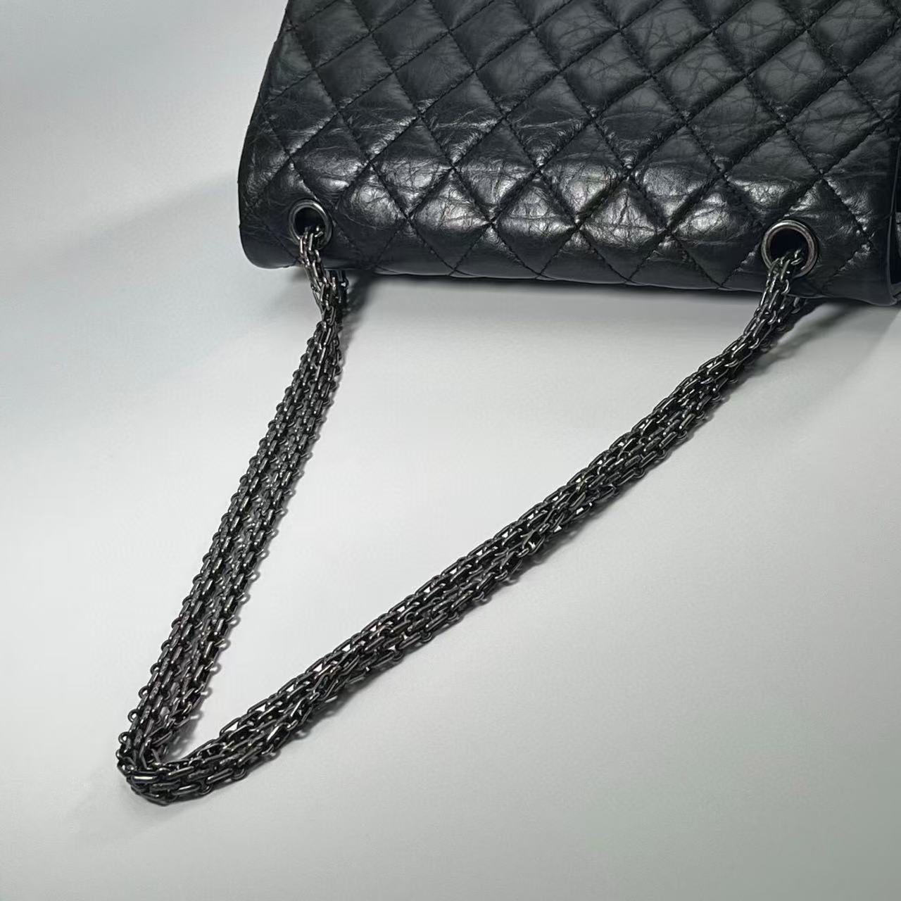 CHANEL Black AGED Calfskin 2.55 Shoulder Bag  [Used]