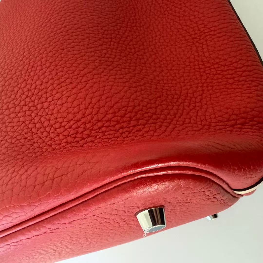 Hermès Picotin Lock MM  Rouge Tomato/Rose Eglantine Taurillon Clemence HandBag [Used]