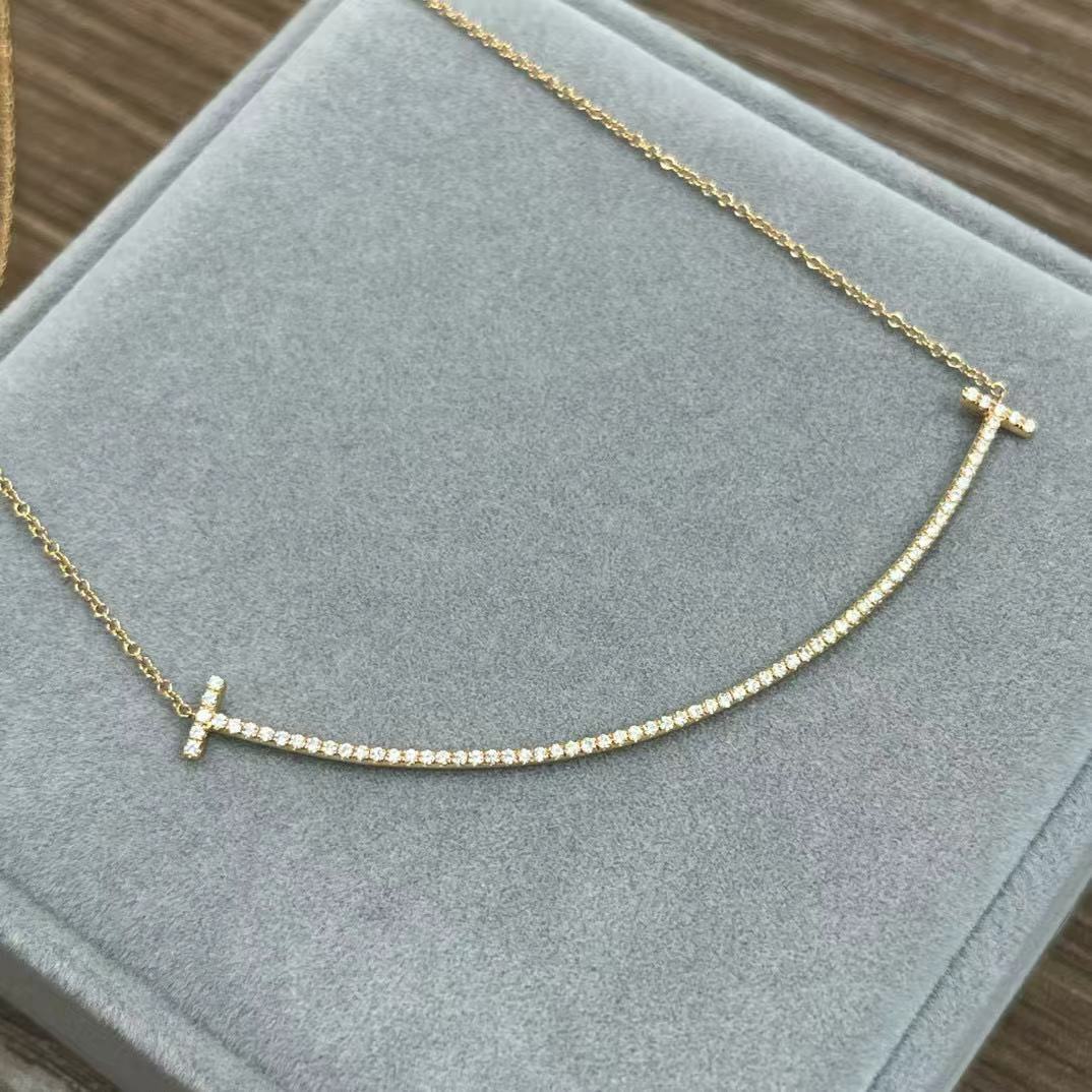 Tiffany & Co. Au750 Diamond Smile Pendant Necklace [Used]