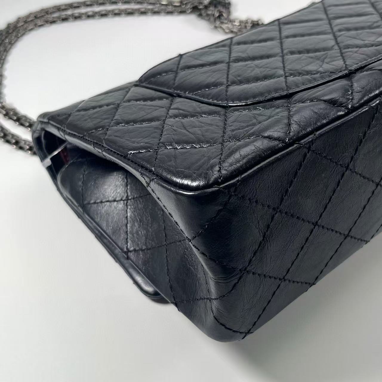 CHANEL Black AGED Calfskin 2.55 Shoulder Bag  [Used]