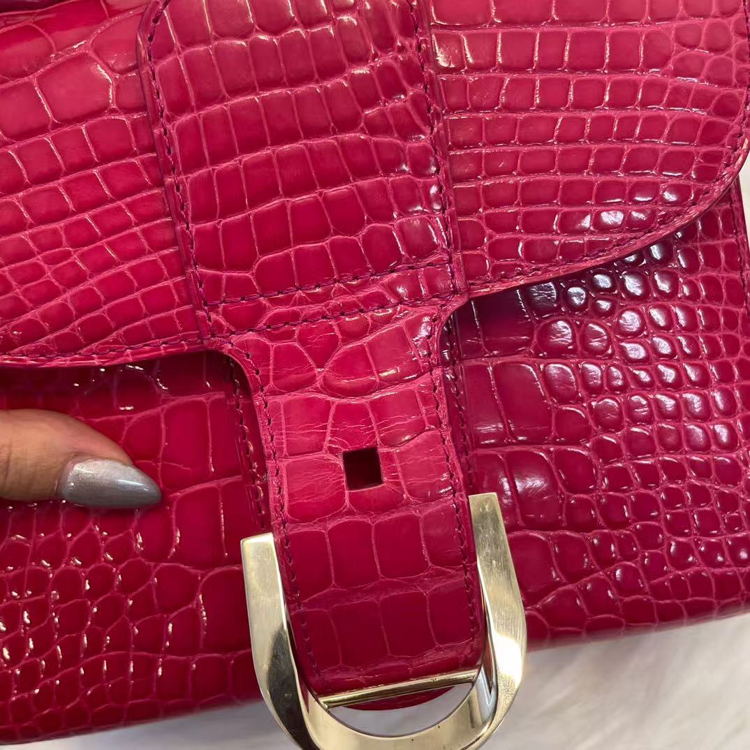 DELVAUX Crocodile Leather Pink Brilliant mini handbag 2Way Shouderbag Crocodile Leather [Used]