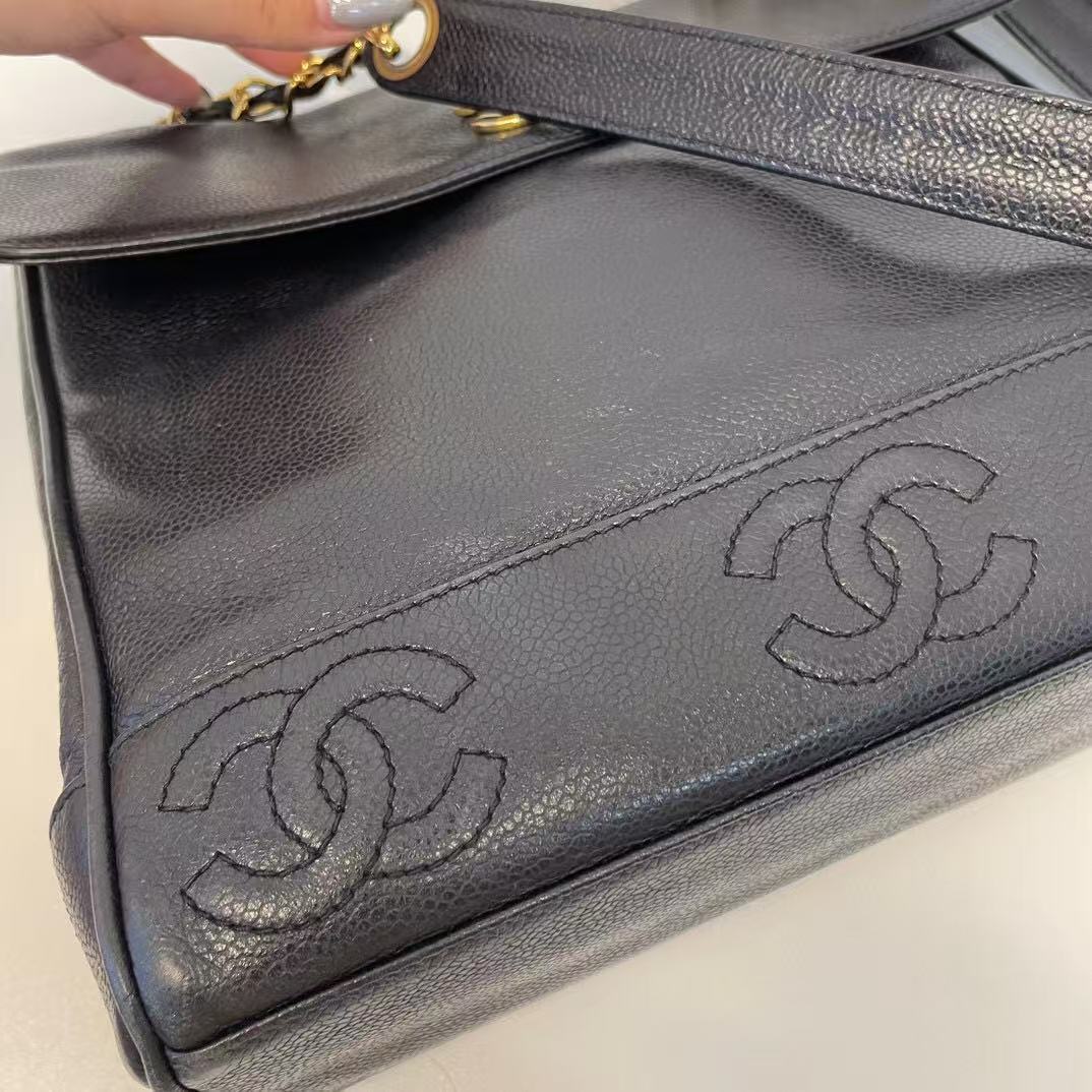 CHANEL TripleCoco CaviarSkin Chain Shoulerbag ToteBag  [Used]